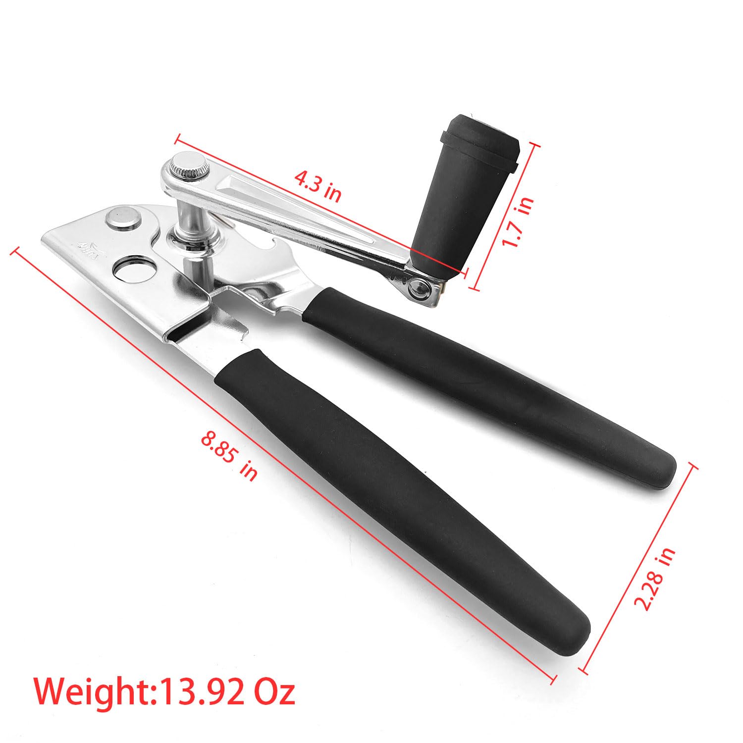 NUFR Heavy Duty Commercial Manual Can Opener - Stainless Steel, Black, Ergonomic Grip 2