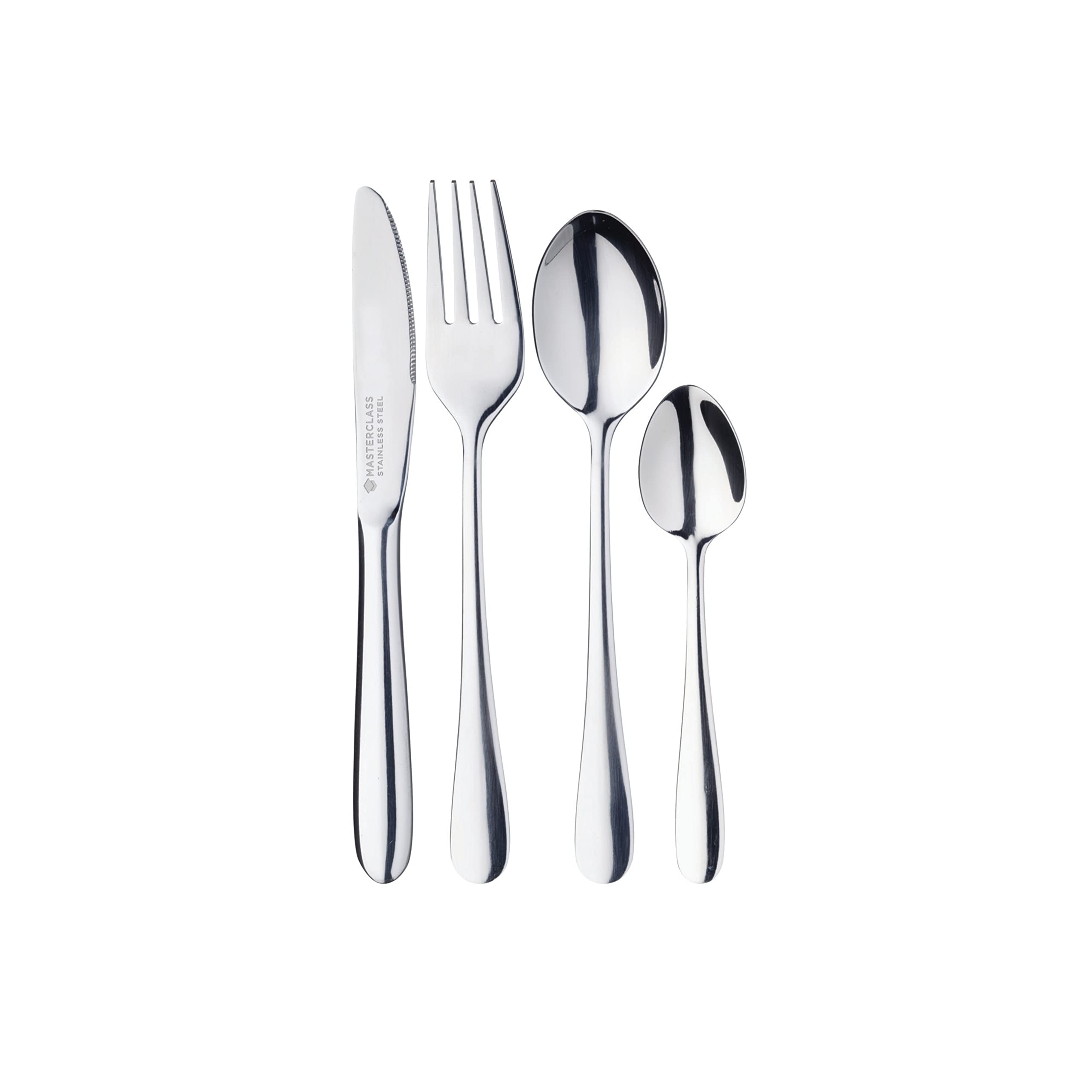 MasterClass Stainless Steel Children's Cutlery Set - 4-Piece, Silver | Rust Resistant