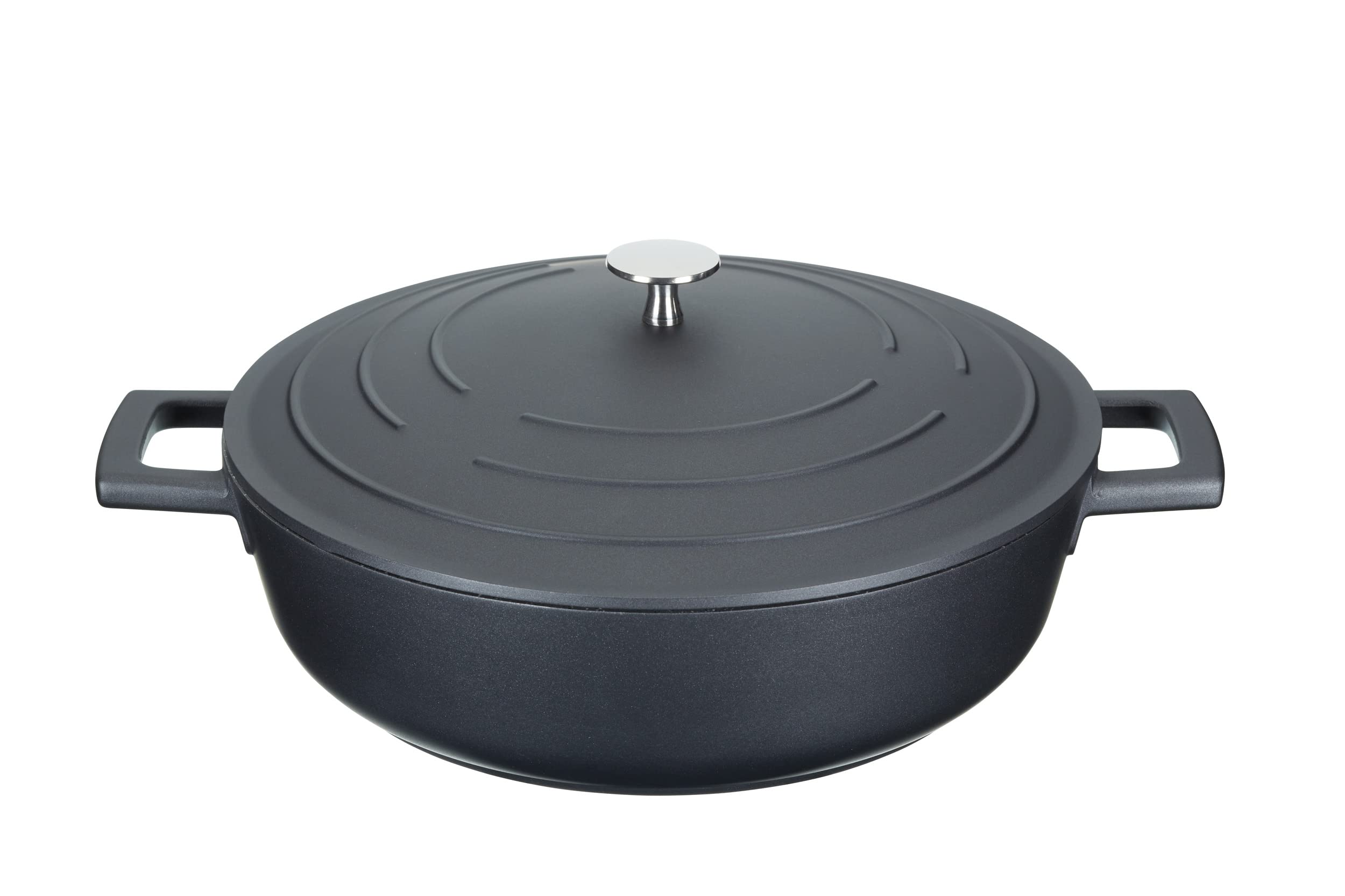MasterClass Shallow Casserole Dish with Lid - 4L/28 cm, Lightweight Cast Aluminium, Induction Safe 1