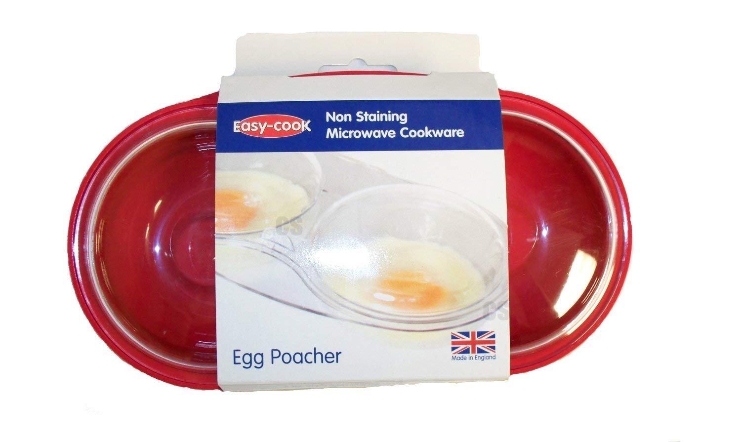 Easycook Microwave Egg Poacher - 2 Cup Capacity | Red Plastic | Dishwasher Safe 4