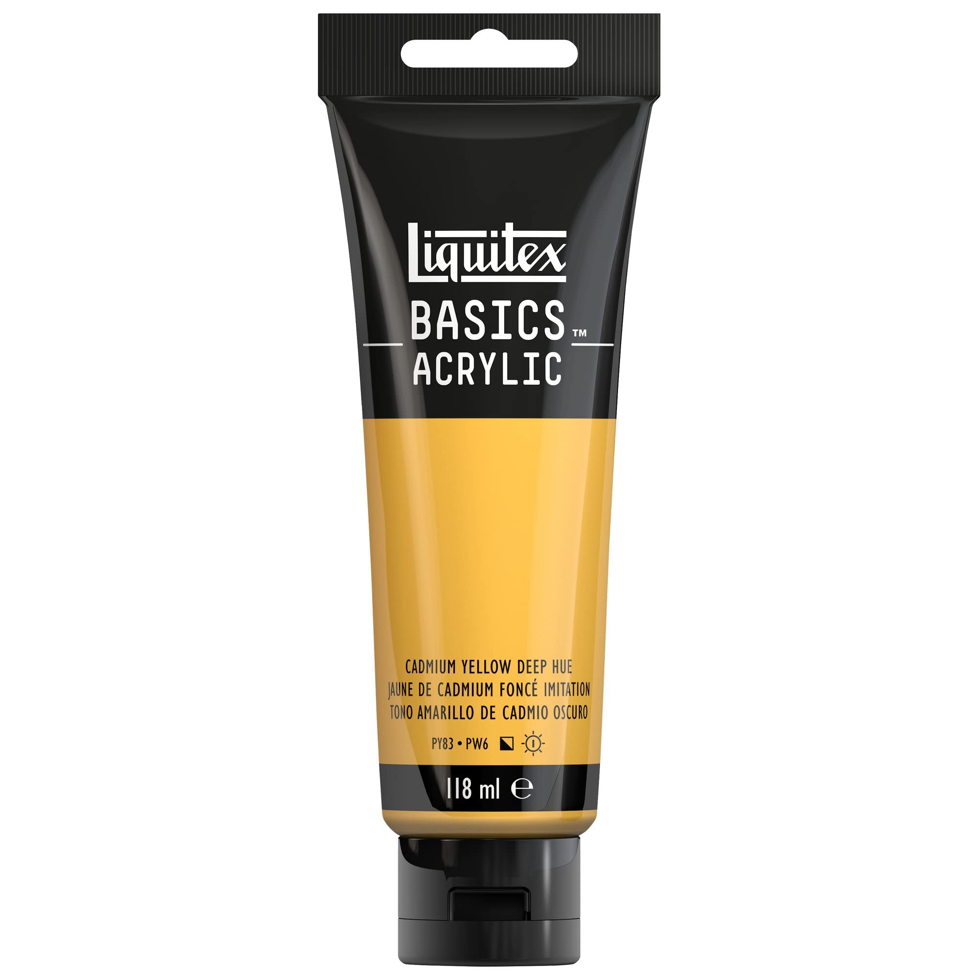 Liquitex Basics Acrylic Paint - Cadmium Yellow Deep Hue | 118 ml Tube | Artist Quality 1