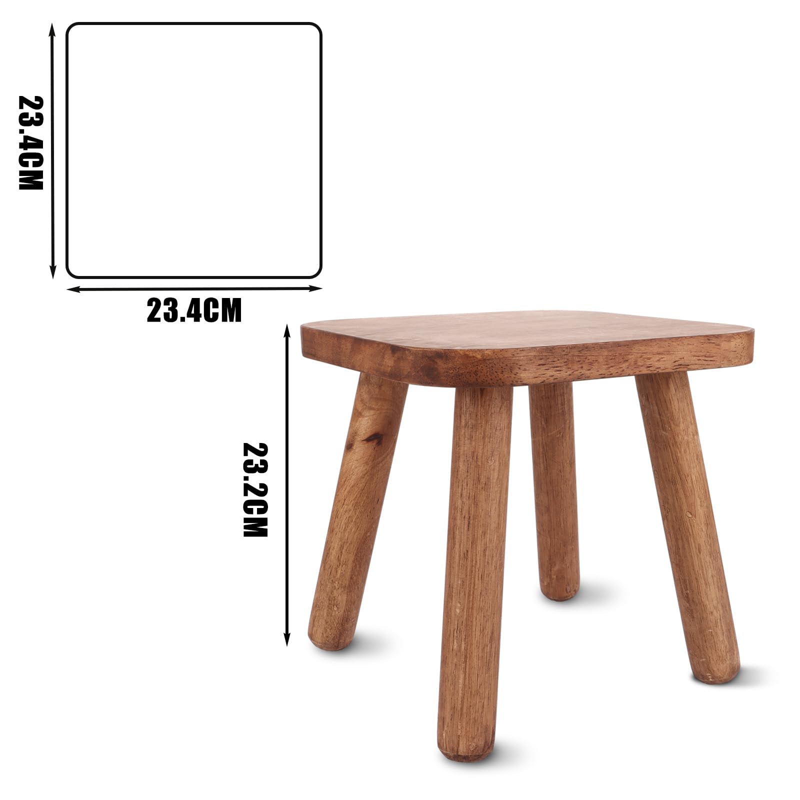 ASelected Solid Wood Stool - 24cm Square, Minimalist Style, 85kg Capacity 3