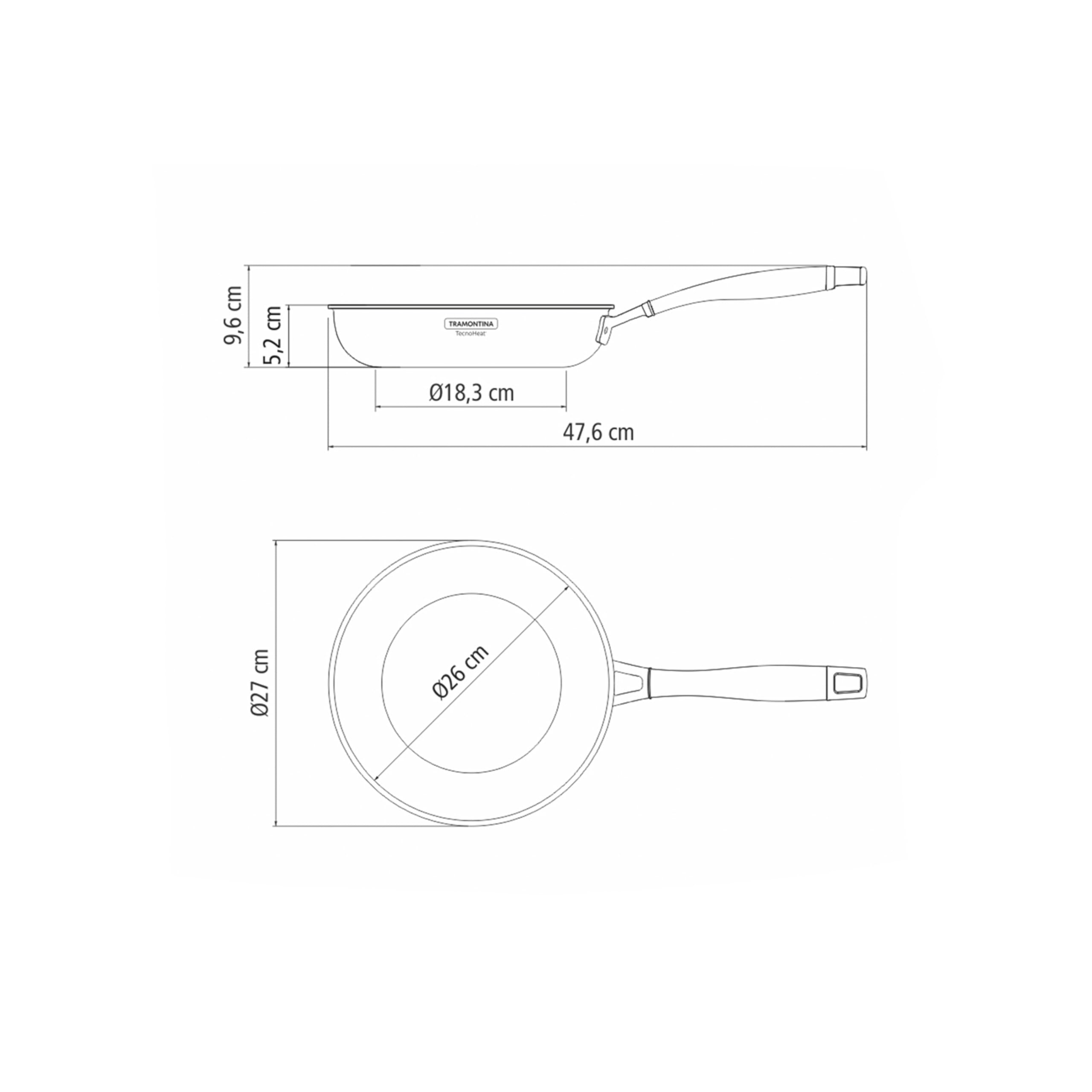 Tramontina Grano Frying Pan - 2.2L Stainless Steel Induction Compatible | 27cm Diameter 9