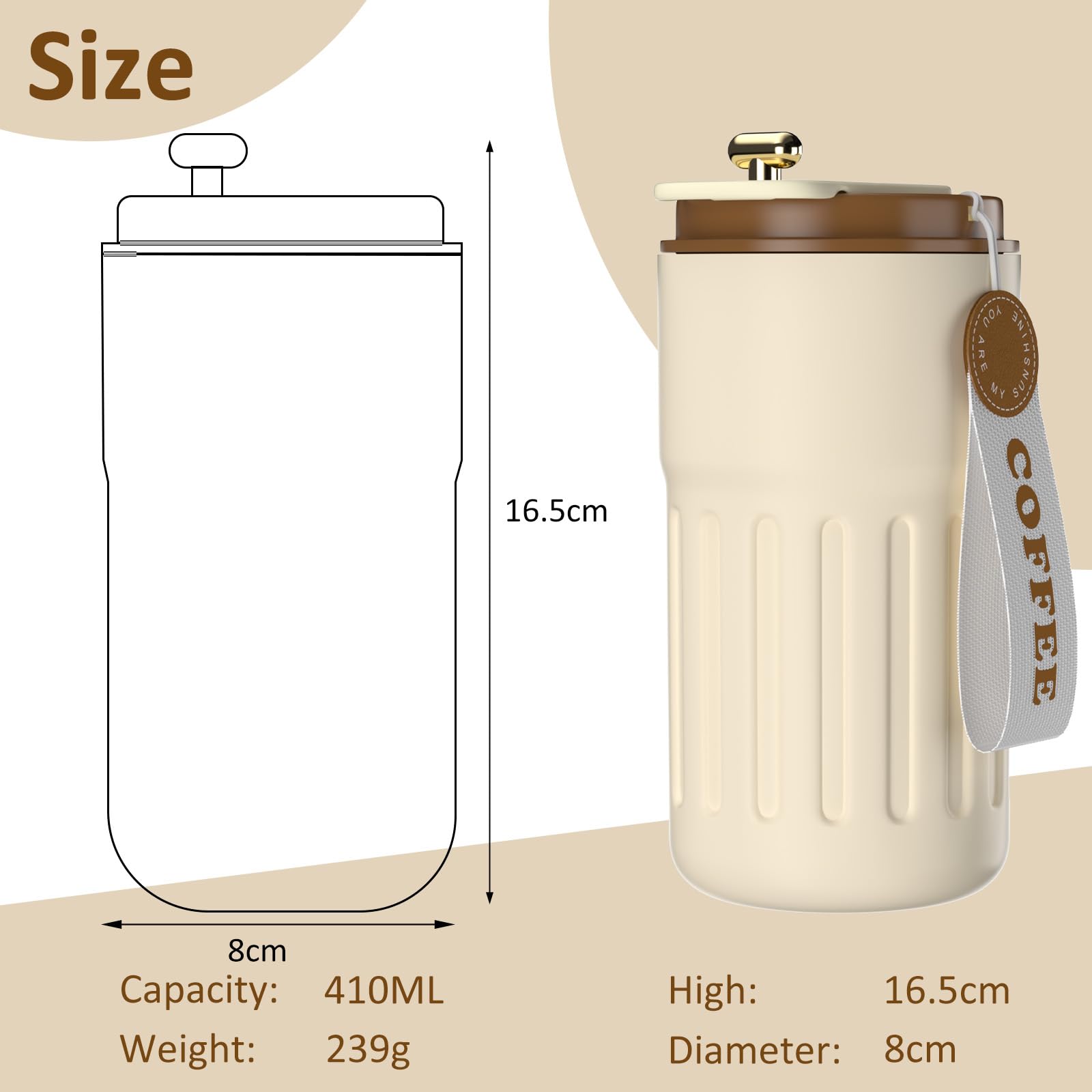 Homealexa Insulated Travel Mug with Temperature Display | 316/304 Stainless Steel | 410 ml 7