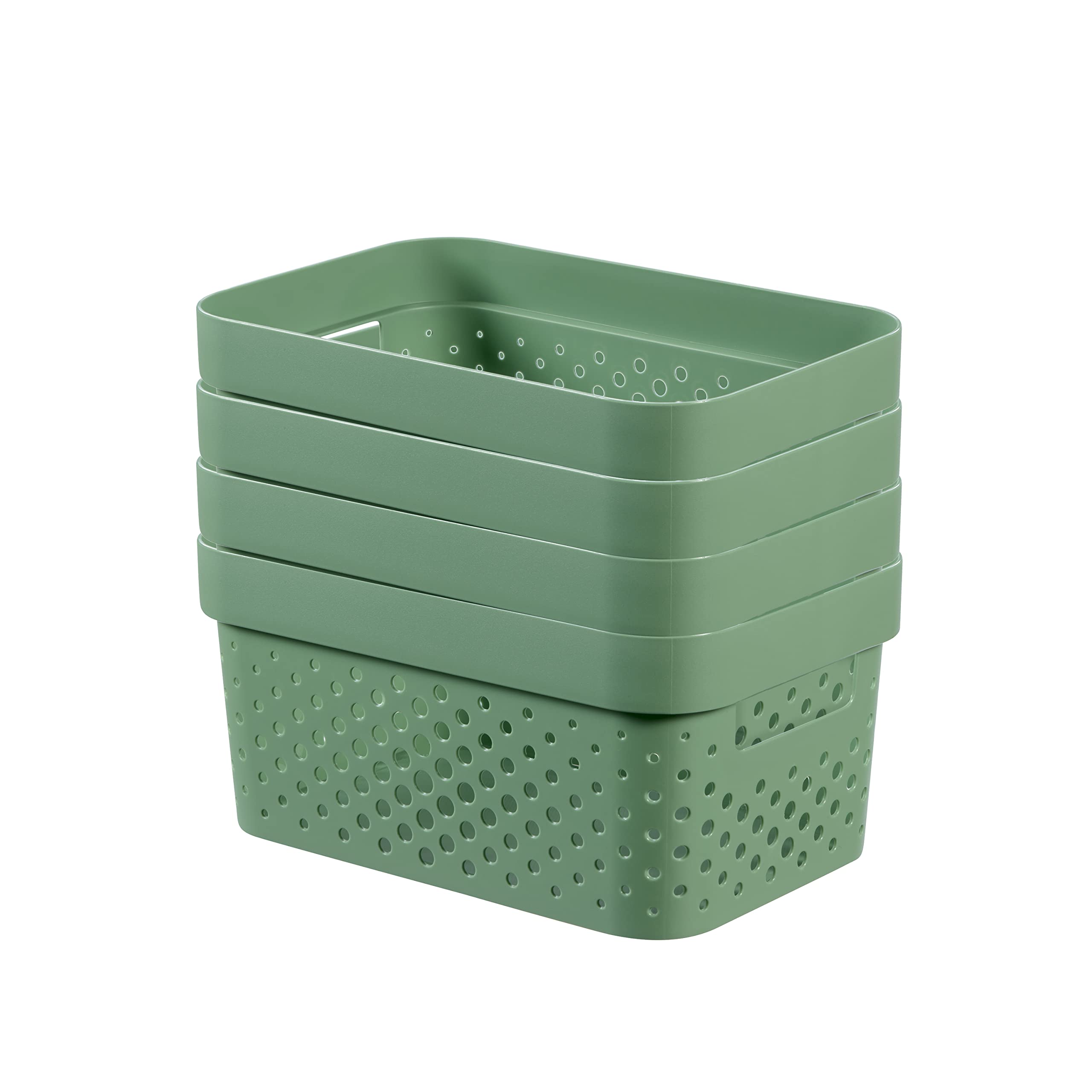 CURVER Infinity Dots Set of 4 Rectangular 4.5L Storage Boxes | 100% Recycled Resin | Green 7
