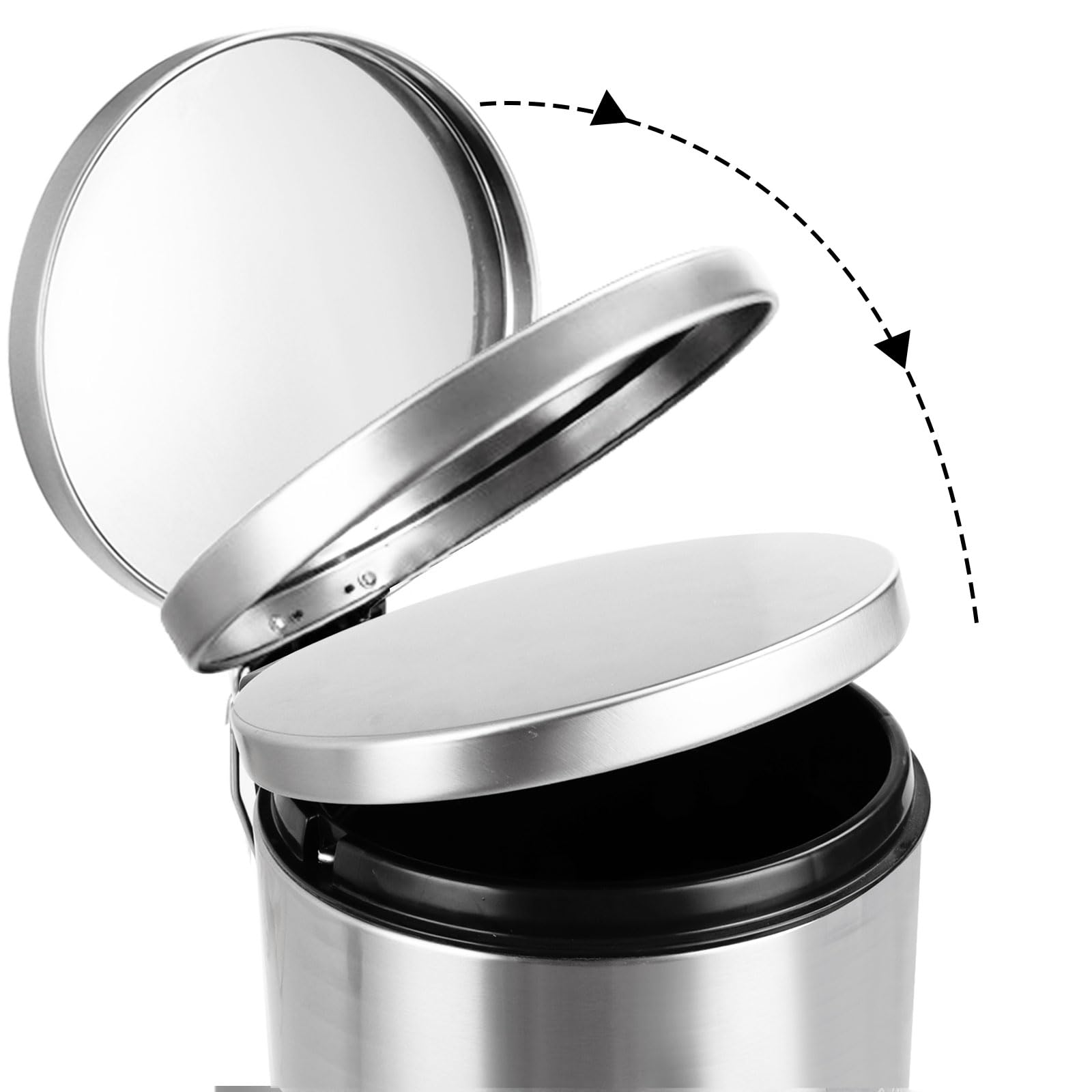 ASelected 6L Round Bathroom Pedal Bin | Stainless Steel | Anti-Fingerprint | Silver 3