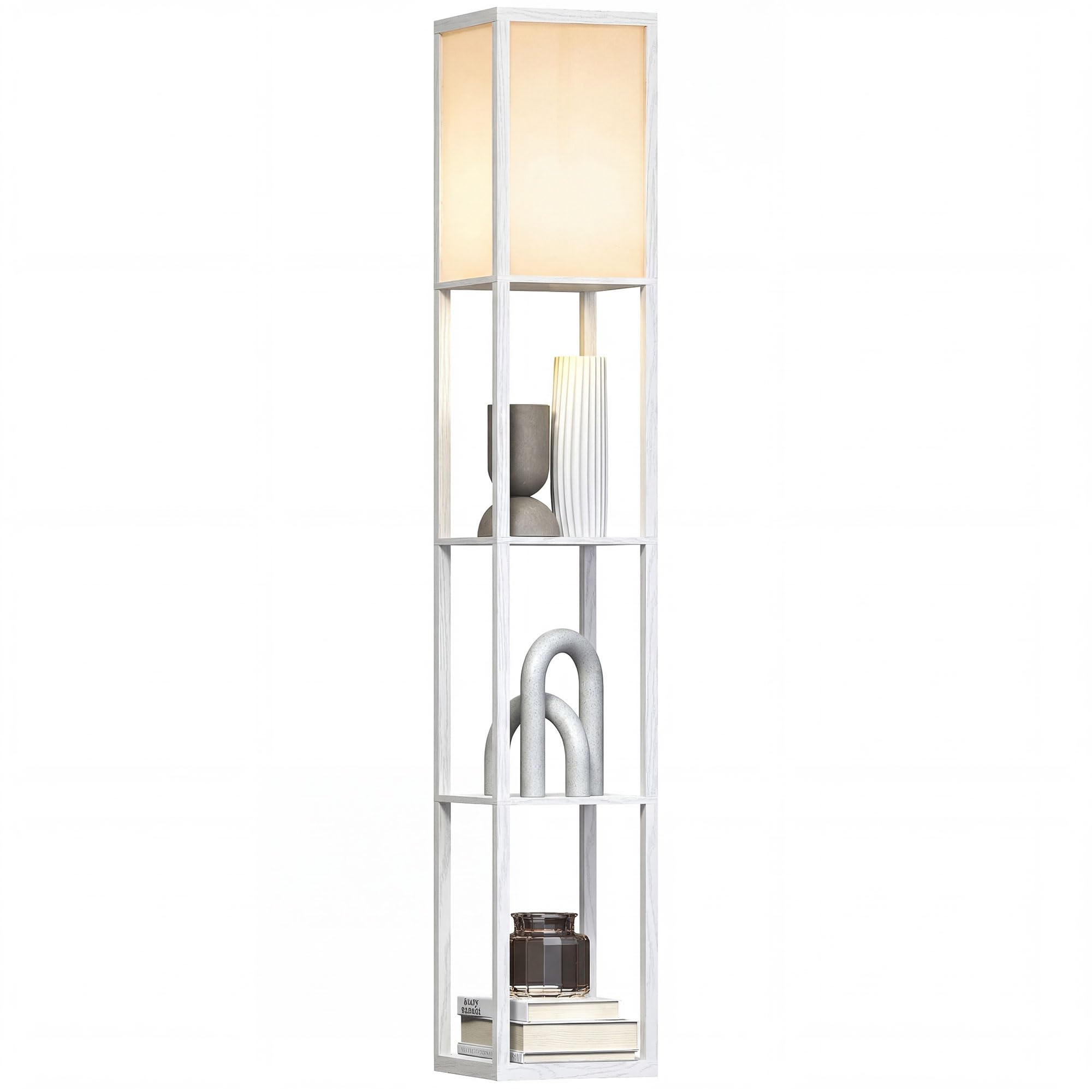 HOMCOM 3-Tier Floor Lamp, Floor Light with Storage Shelf, Reading Standing