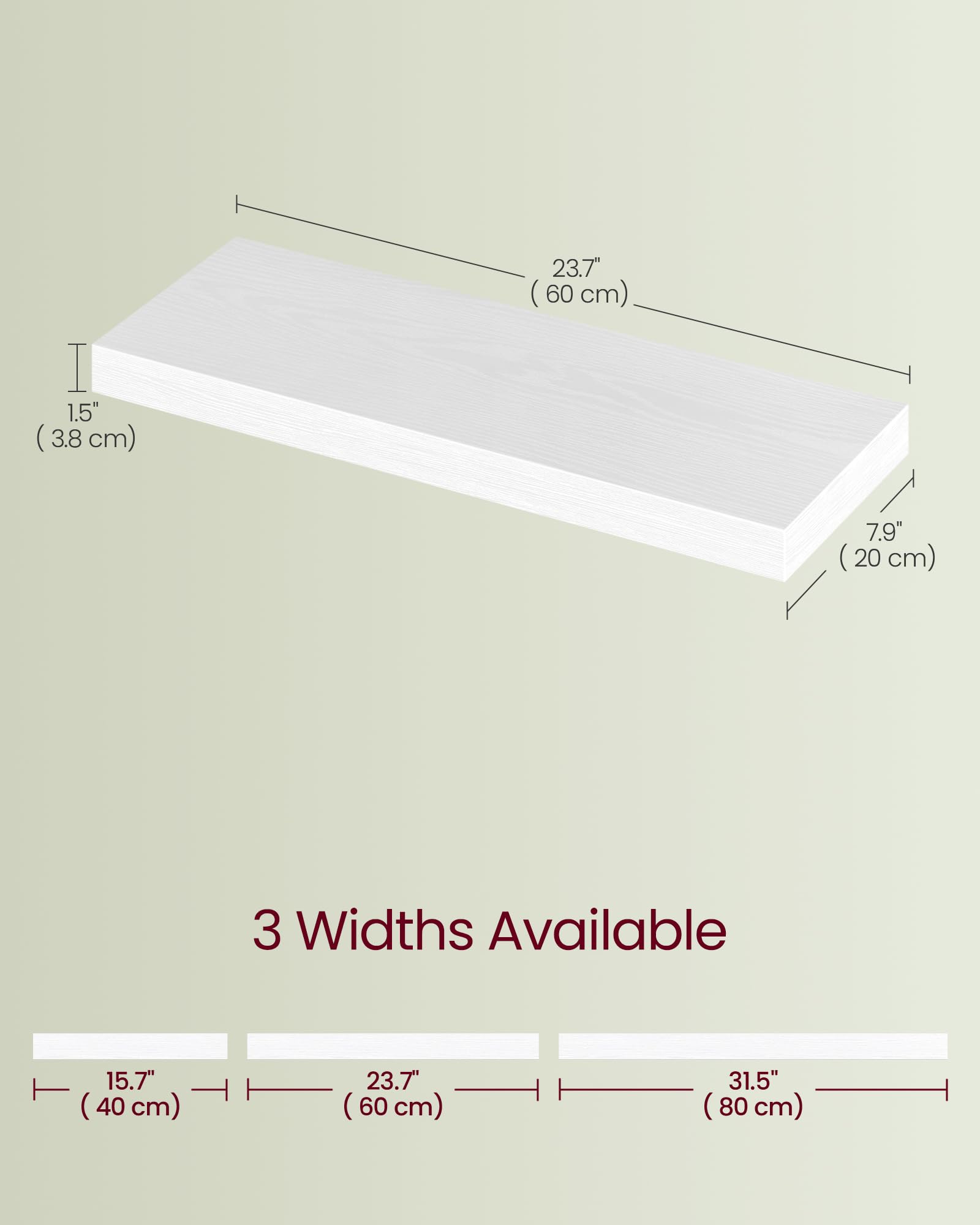 VASAGLE Floating Wall Shelf - Snow White | 60 cm Width | MDF & Steel | Max Load 10kg 3