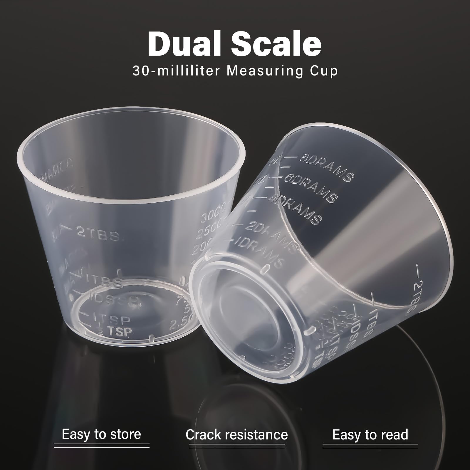 Admygo 10 PCS 30ml/1oz Clear Plastic Measuring Cups - Reusable Graduated Dosing Tool for Kitchen & Lab 3