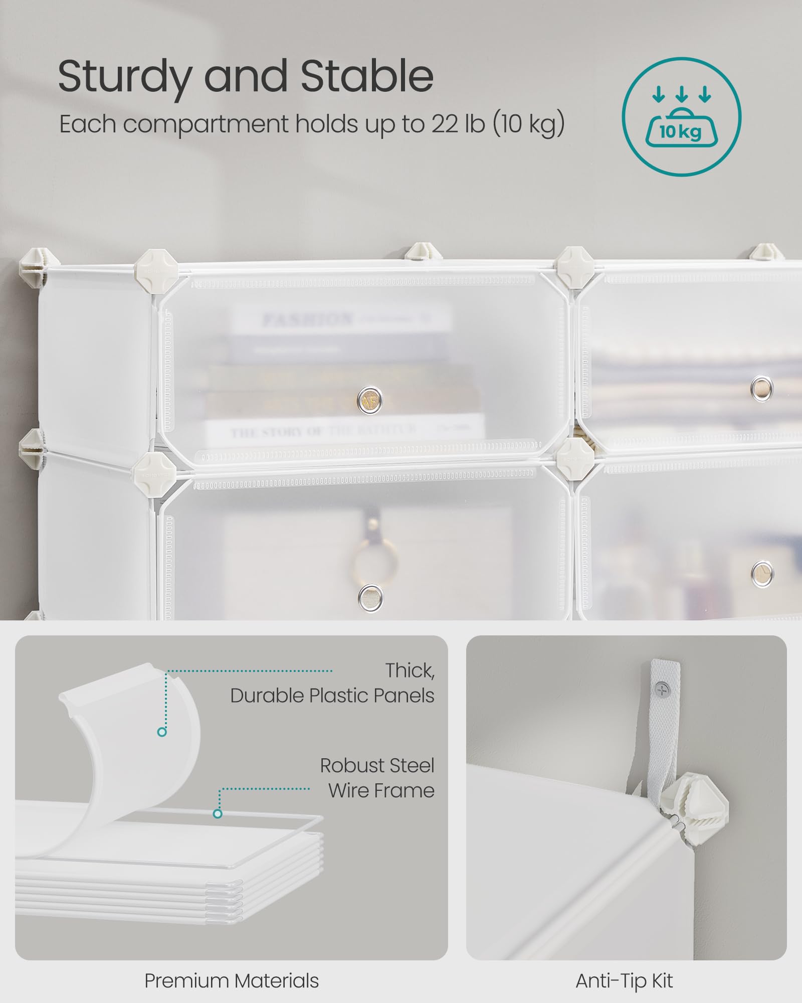 SONGMICS Boltless Shoe Rack - 10 Tiers DIY Modular Storage | Holds 20 Pairs | White 7