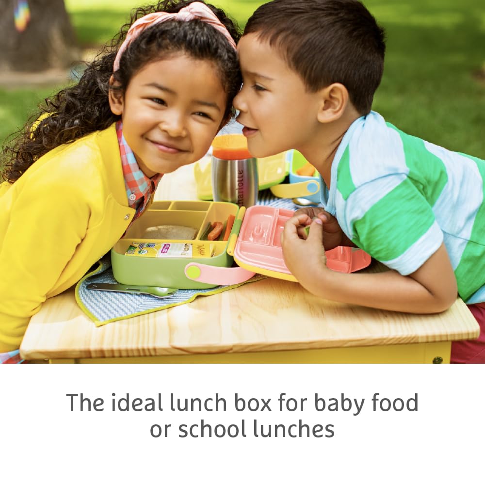 Munchkin Bento Lunch Box for Babies & Toddlers - 5 Compartment Food Container | Yellow | Includes Utensils 5