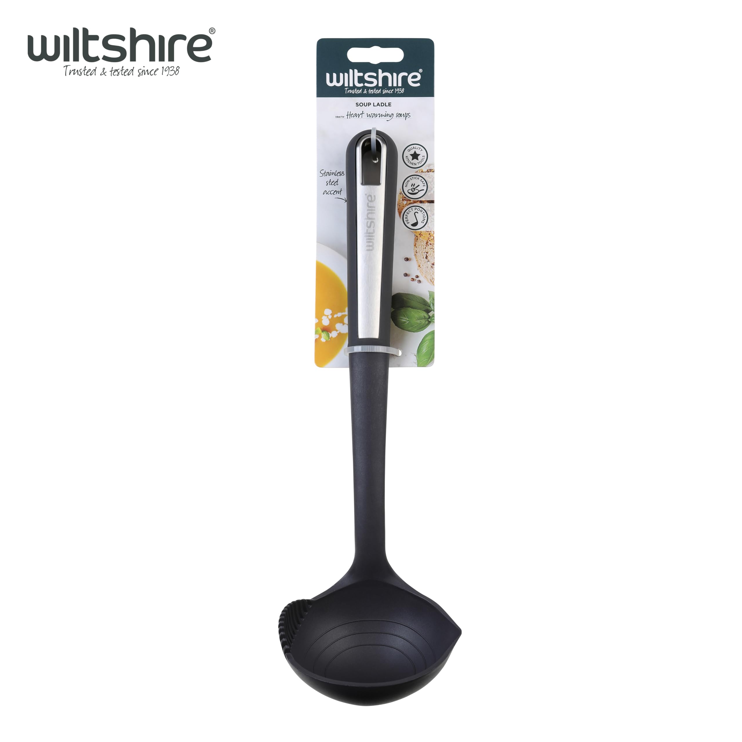 Wiltshire Aspire Soup Ladle - Non-Stick Safe Head, Heat Resistant up to 200°C, Anti-Slip Handle | Grey & Silver 5