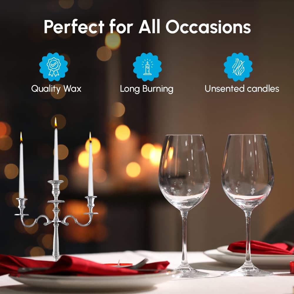 1ABOVE Unscented Tapered Dinner Candles - 50 Pack Slow Burning Smokeless White Candles 3