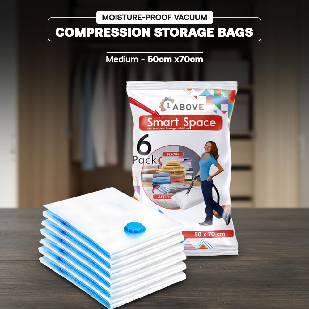 1ABOVE Pack of 6 Vacuum Space Saver Bags - Medium 50x70cm | Mould, Moisture & Bug Proof 5