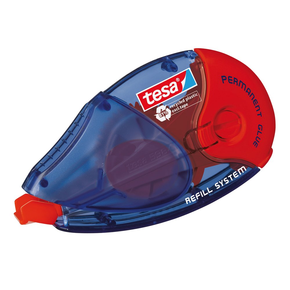 tesa UK Roller Permanent Gluing ecoLogo - Refillable Tape Dispenser | 14 m x 8.4 mm Tape Size 5