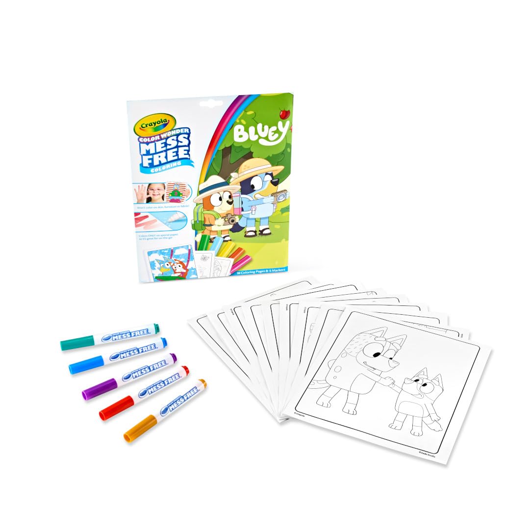 CRAYOLA Color Wonder Bluey Mess-Free Colouring Book | 18 Pages, 5 Markers | Ages 3+ 5