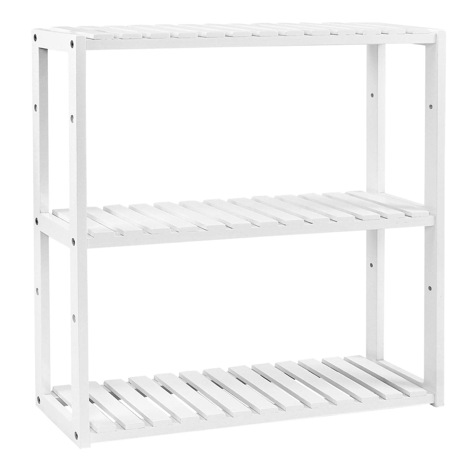 SONGMICS BCB13W Bamboo Shelf - 3 Tier, Height Adjustable | 60 x 15 x 54 cm | Bianco 1