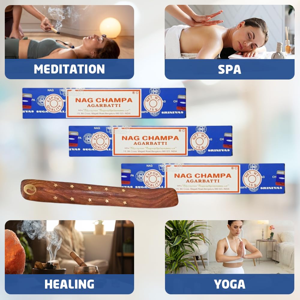 1ABOVE Nag Champa Incense Sticks (12x15g Packs) with Holder for Relaxation 6