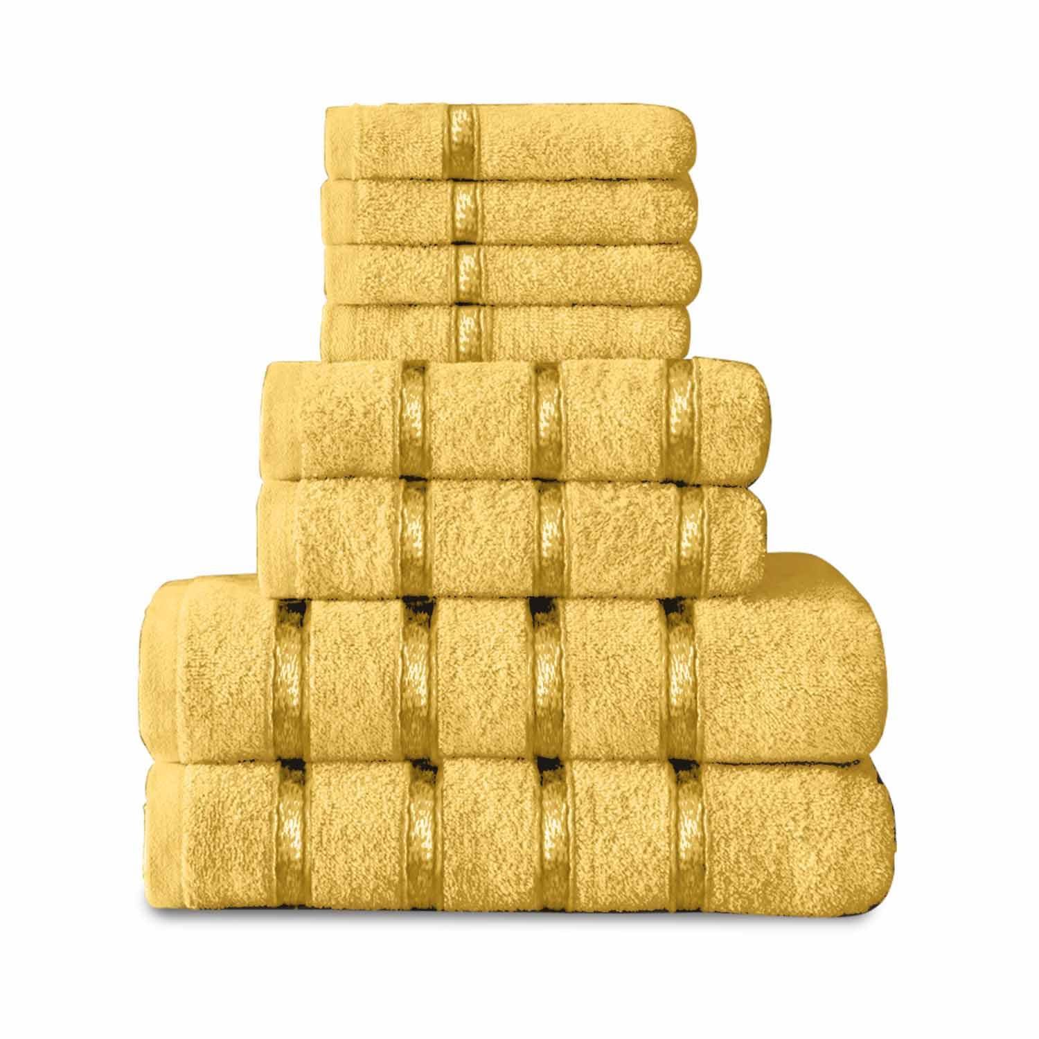 GC GAVENO CAVAILIA 8 Piece Egyptian Cotton Towel Set - Quick Dry, Highly Absorbent | Ochre 1