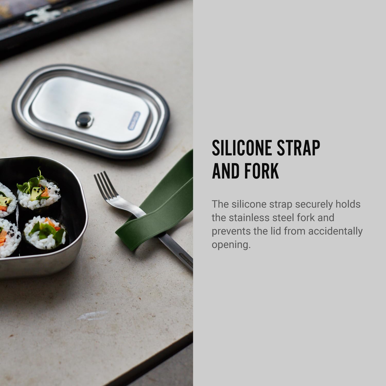 BLACK + BLUM Stainless Steel Lunch Box - 600ml Capacity, Olive, Leak Proof | Includes Fork 7