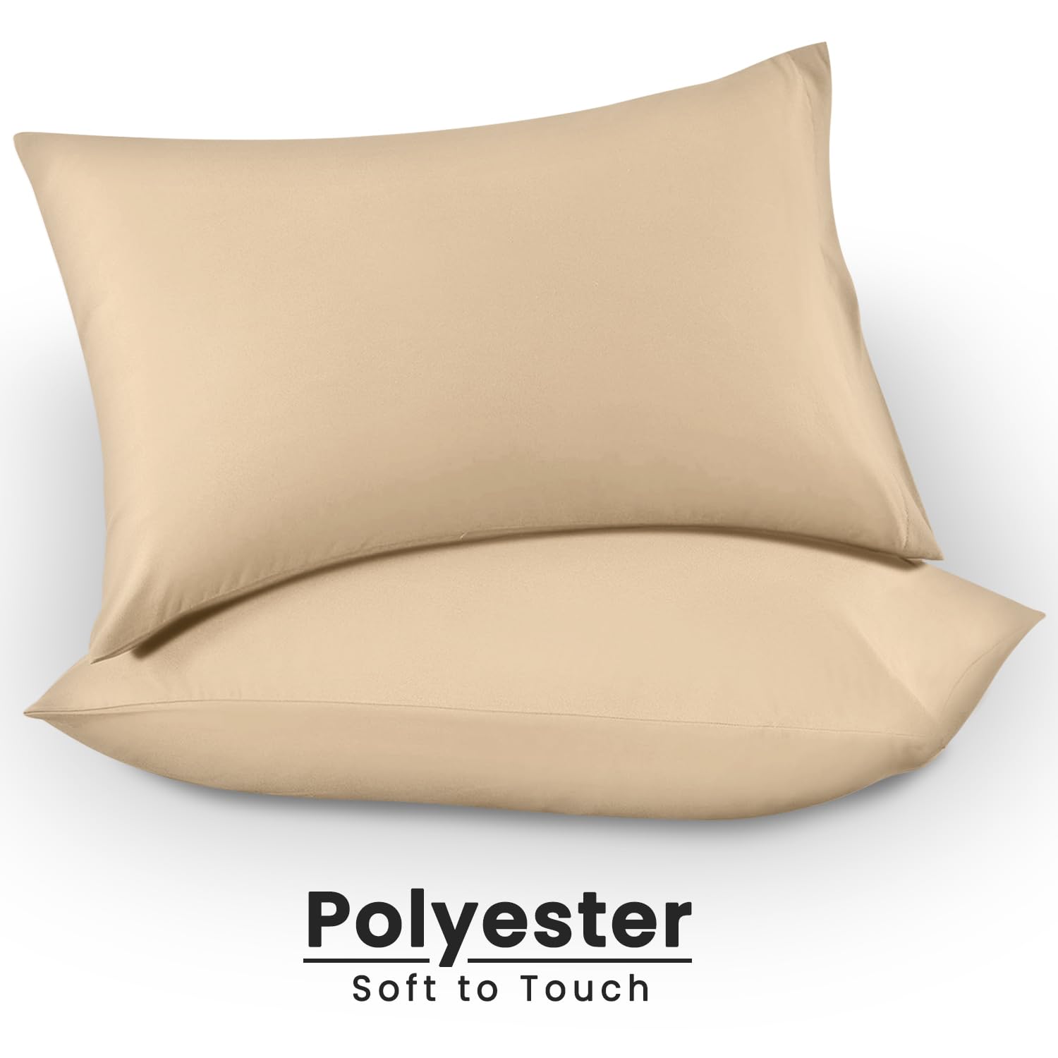Super Dreamer Microfiber Pillow Cases - Beige, Housewife Style, 2 Pack | Super Soft Polyester 4