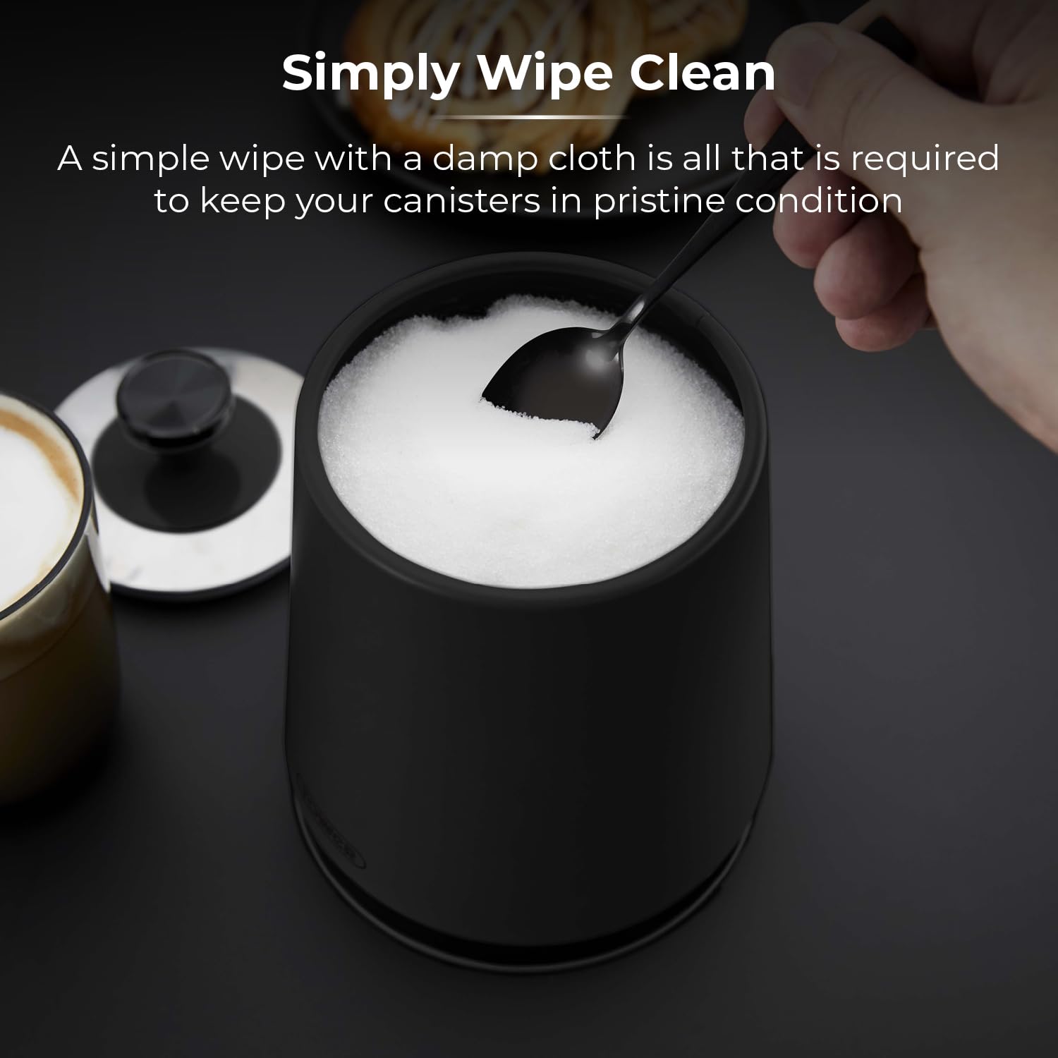 Tower Sera Set of 3 Canisters T826137BLK - Black Stainless Steel | 1.3L Capacity | Airtight 5