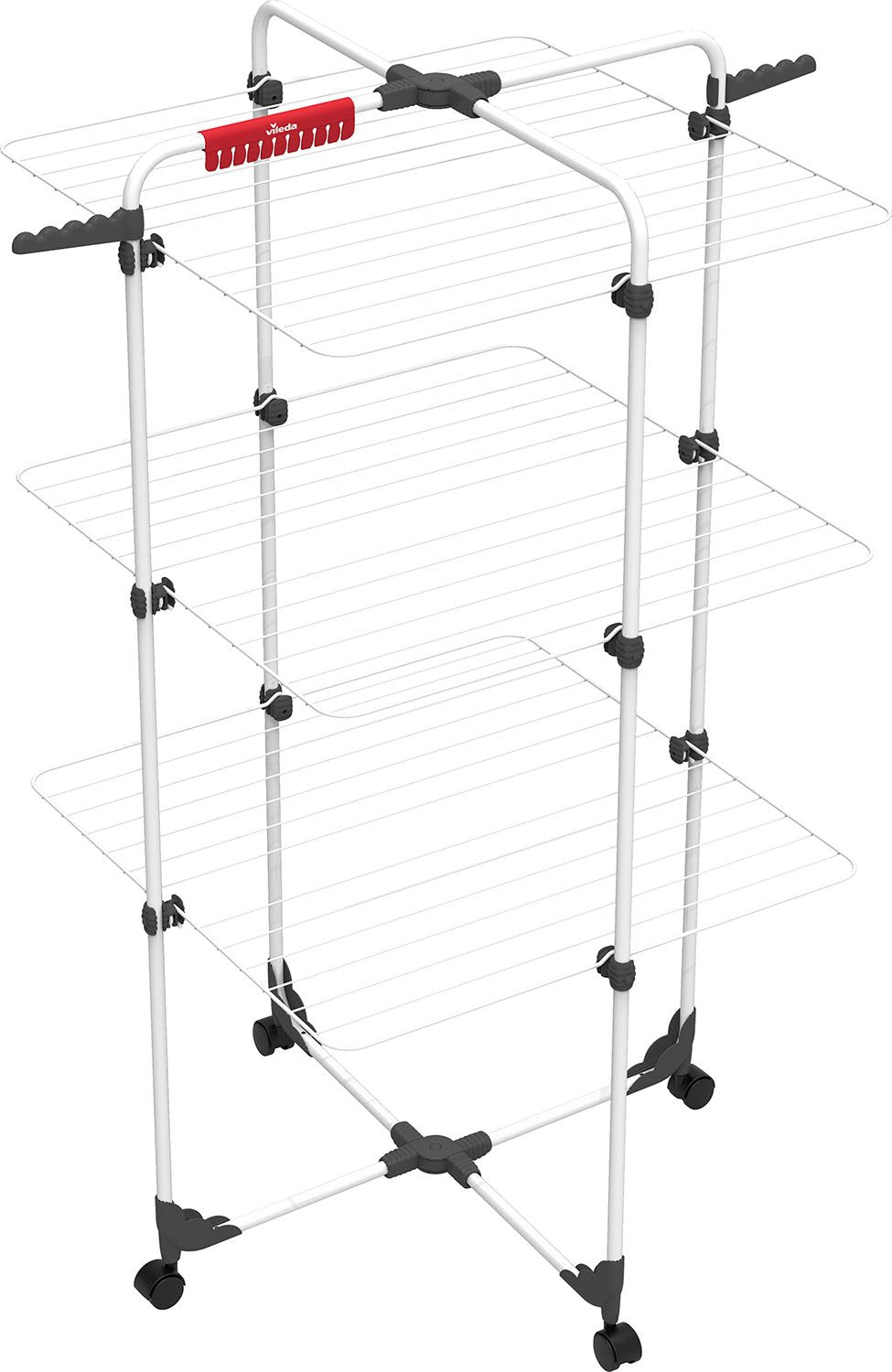 Vileda Mixer 3 Standing Drying Tower - 30m Line Length, 3 Levels, 6 Racks | Alloy Steel 1
