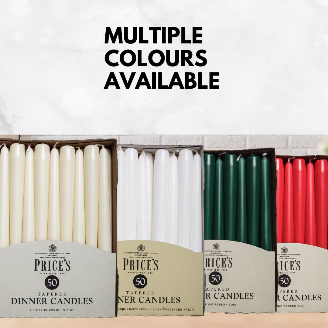 Price's Candles Tapered Dinner Candles - Red Unscented Wax | 50 Pack | 7 Hr Burn 5