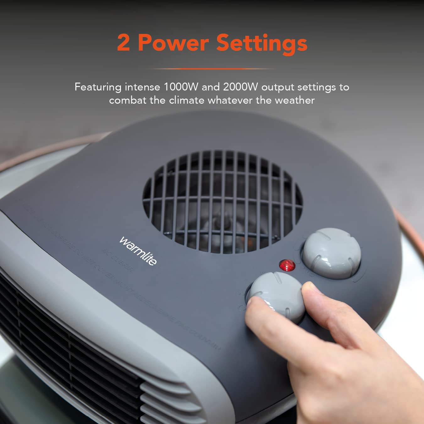 Warmlite WL44004DT 2000W Portable Flat Fan Heater with 2 Heat Settings & Overheat Protection, Dark Titanium 3