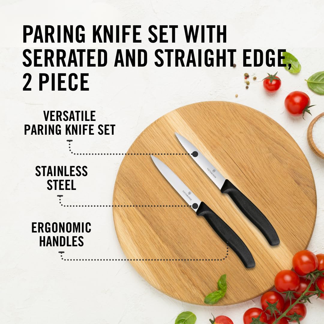 Victorinox Swiss Classic Tomato and Paring Knife Set - 2-Piece, Extra Sharp Blade, Black 3