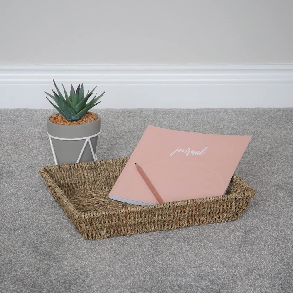 JVL Seagrass Rectangular Serving Tray - Durable Woven Design | 33 x 25 cm | Neutral Tones 4