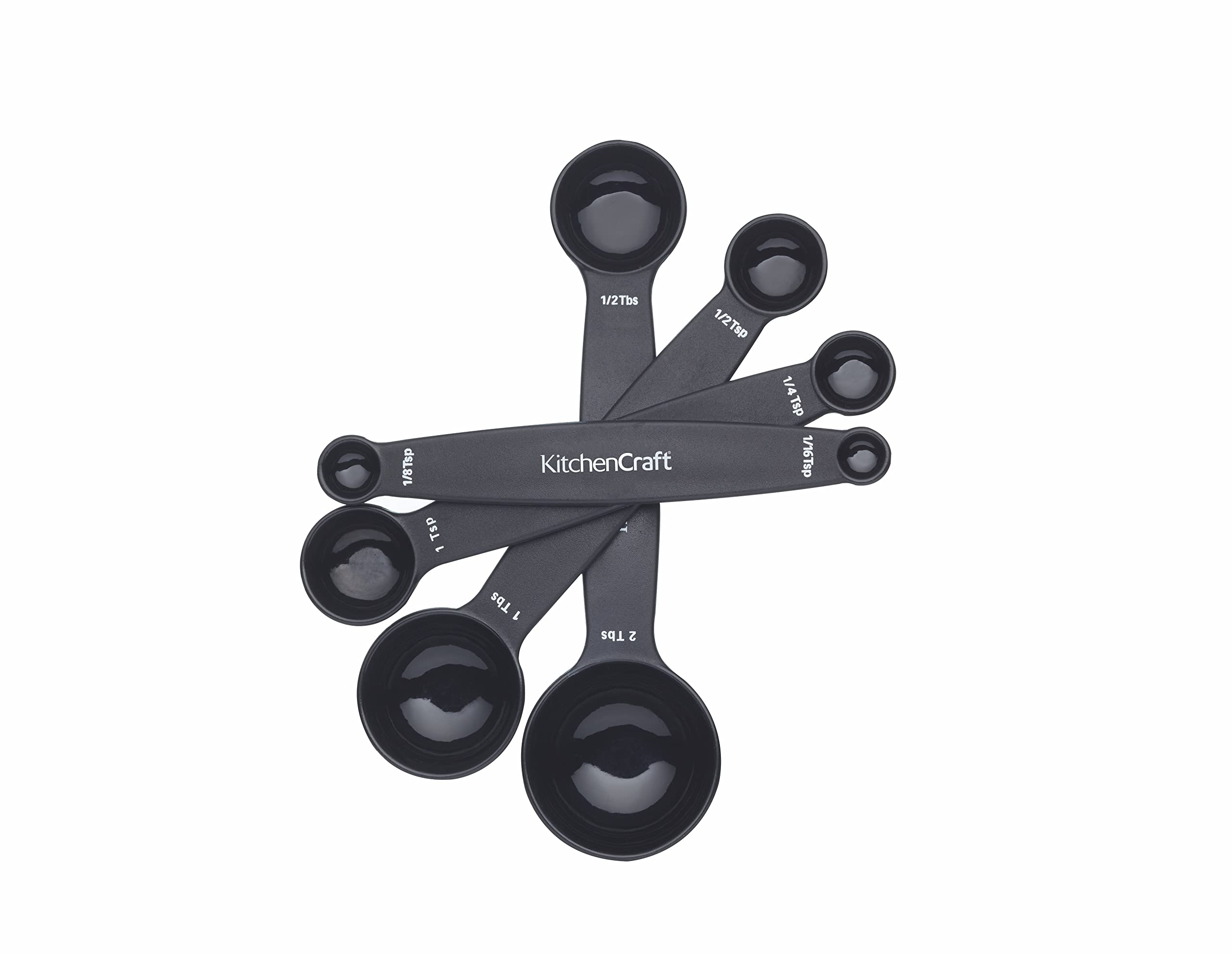 KitchenCraft KCMSPOONSET Set of 4 Nesting Magnetic Measuring Spoons, Black Plastic 1