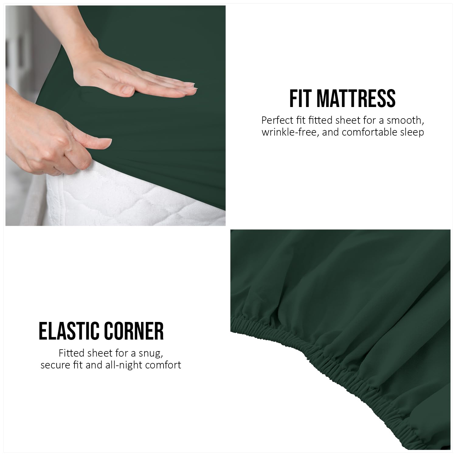 Super Dreamer Microfiber Fitted Sheet - Double Size 137x193 cm | 100% Polyester | Dark Green 5