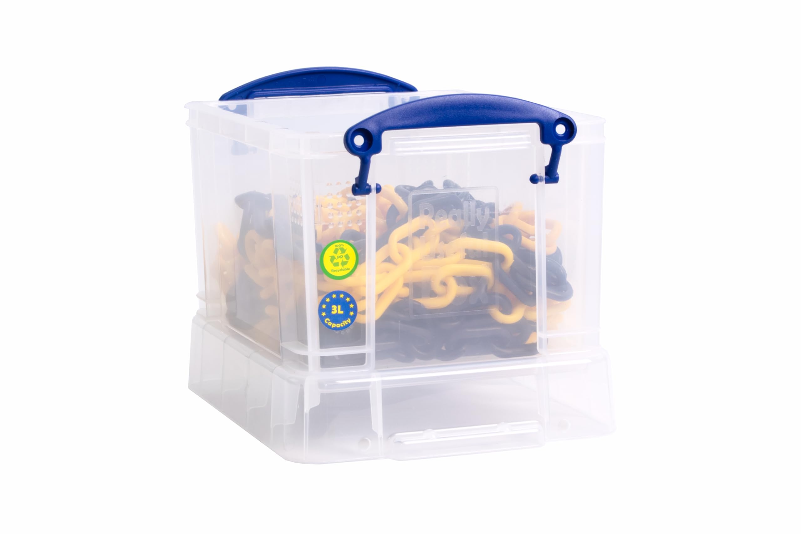Really Useful Box Plastic Storage Box - 3 Litre Capacity, Clear, Pack of 4 | Stackable 8