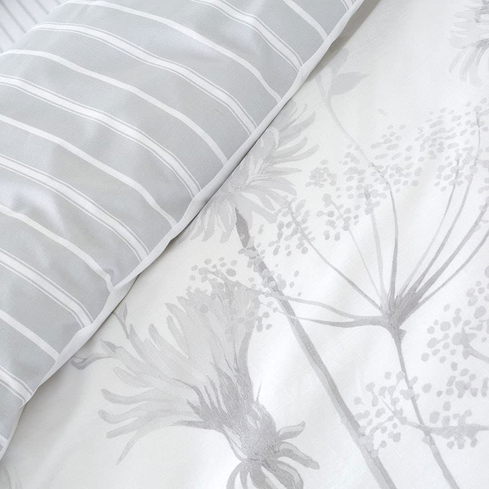 Catherine Lansfield Meadowsweet Floral Reversible Super King Duvet Cover Set with 2 Pillowcases White 4
