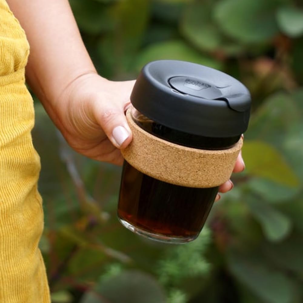 KeepCup Brew Cork Reusable Coffee Cup - Tempered Glass & Cork | 12oz/340ml | Black 5