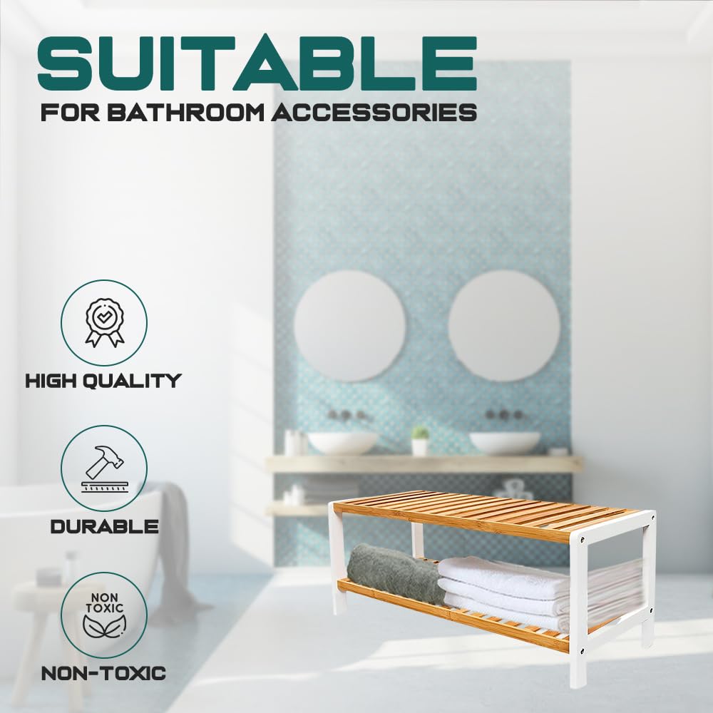1ABOVE Bamboo Shoe Rack - 2 Tier Slim Storage | 67cm Wide | 15kg Max Load per Shelf 5