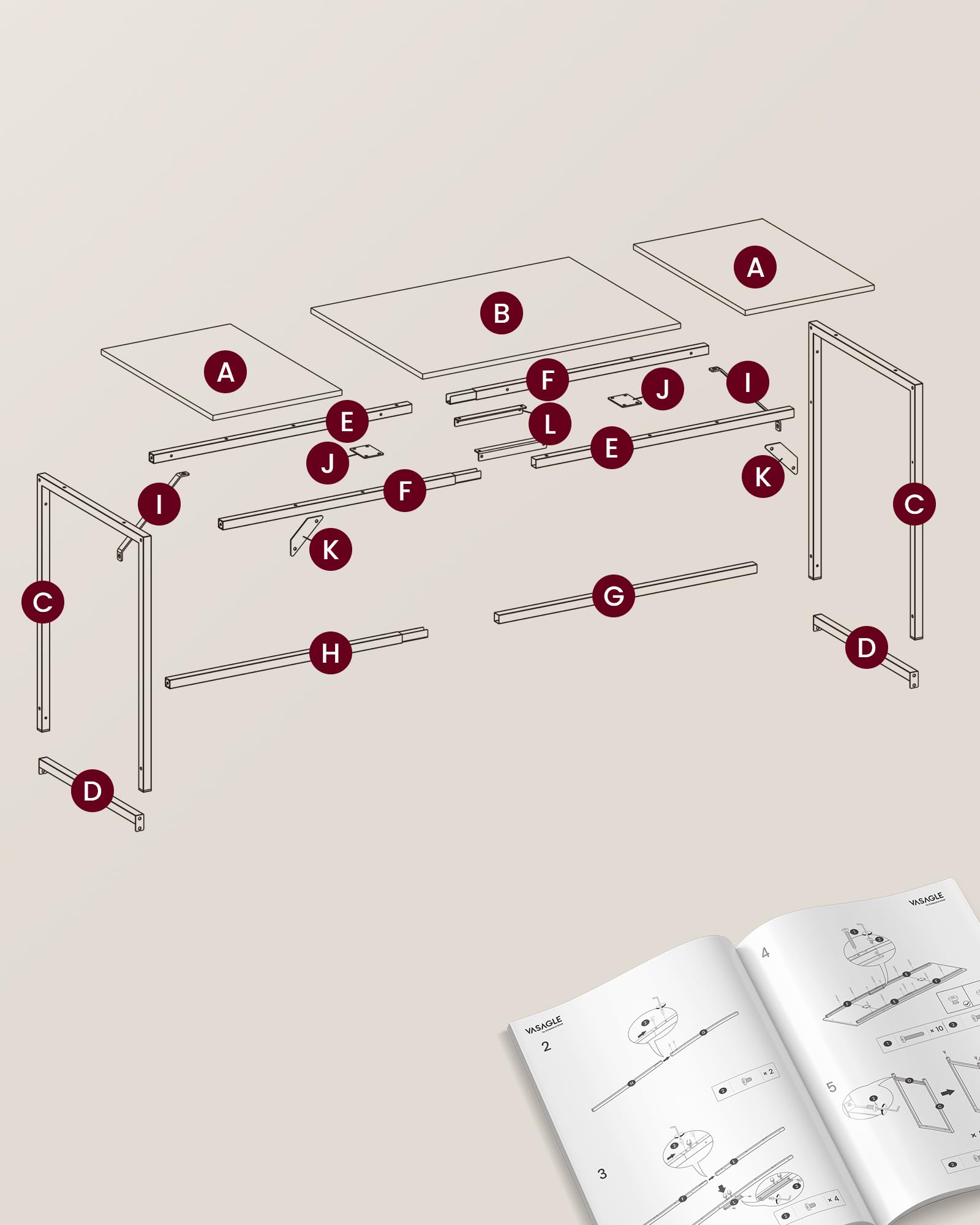 VASAGLE Computer Desk - 160 x 60 cm Workspace | Rustic Brown & Ink Black | Supports 50 kg 6