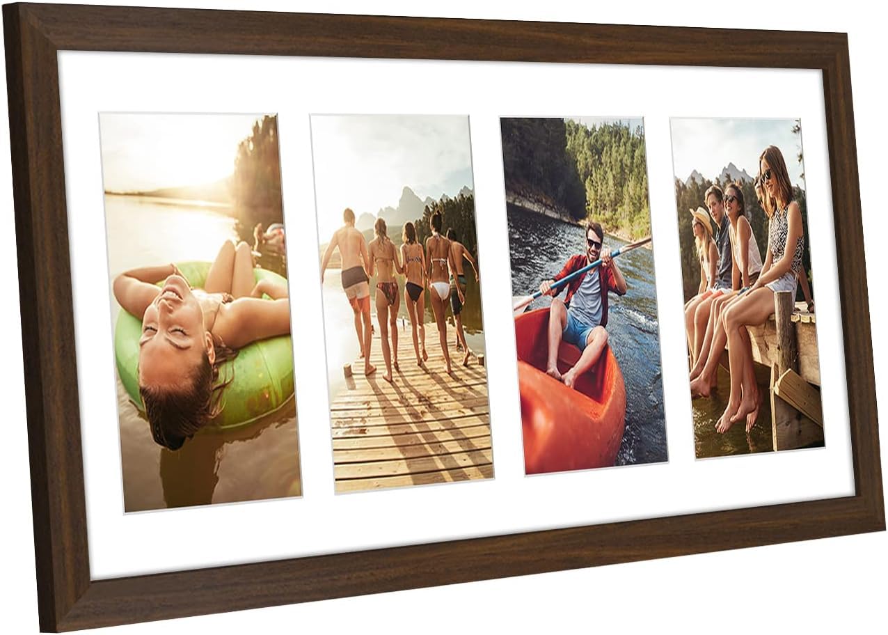 Americanflat 6x4 Collage Photo Frame - Signature Collection | Walnut Finish | Shatter-Resistant Glass 3