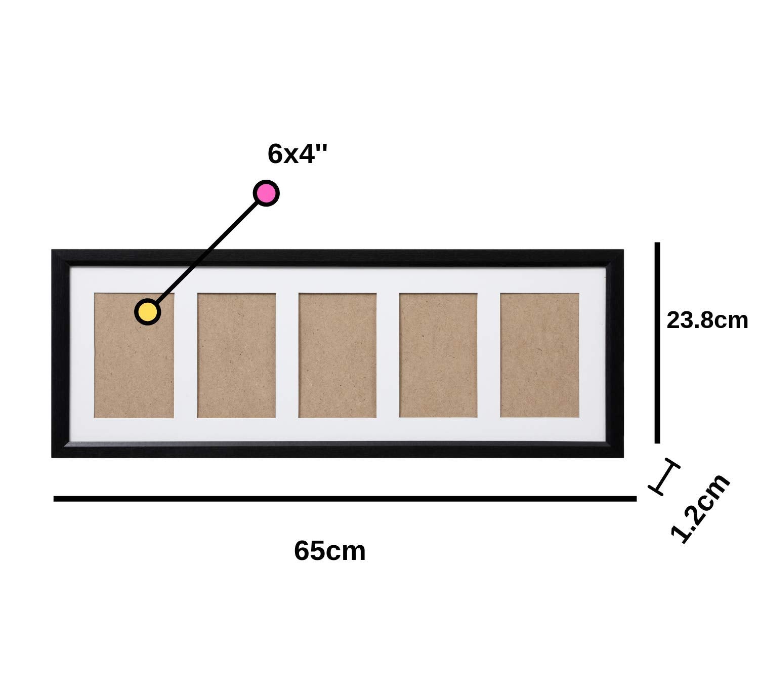 ARPAN MDF Multi Photo Frame - 5 Aperture Black Wall & Tabletop Display | Holds 6"x4" Photos 5