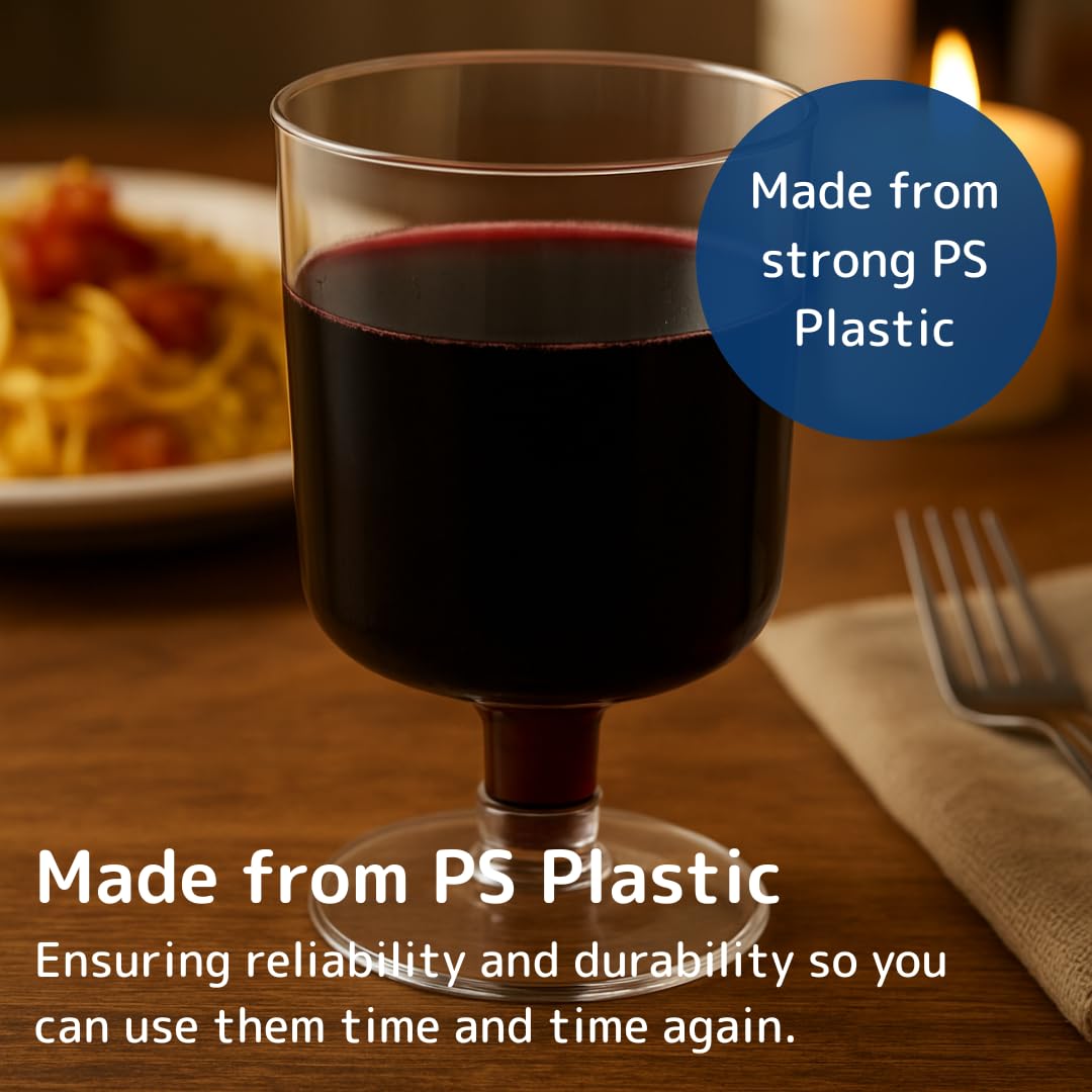 ABENA Gastro Plastic Wine Glasses - 7oz Clear Disposable Flutes | Reusable Polystyrene | Pack of 10 5