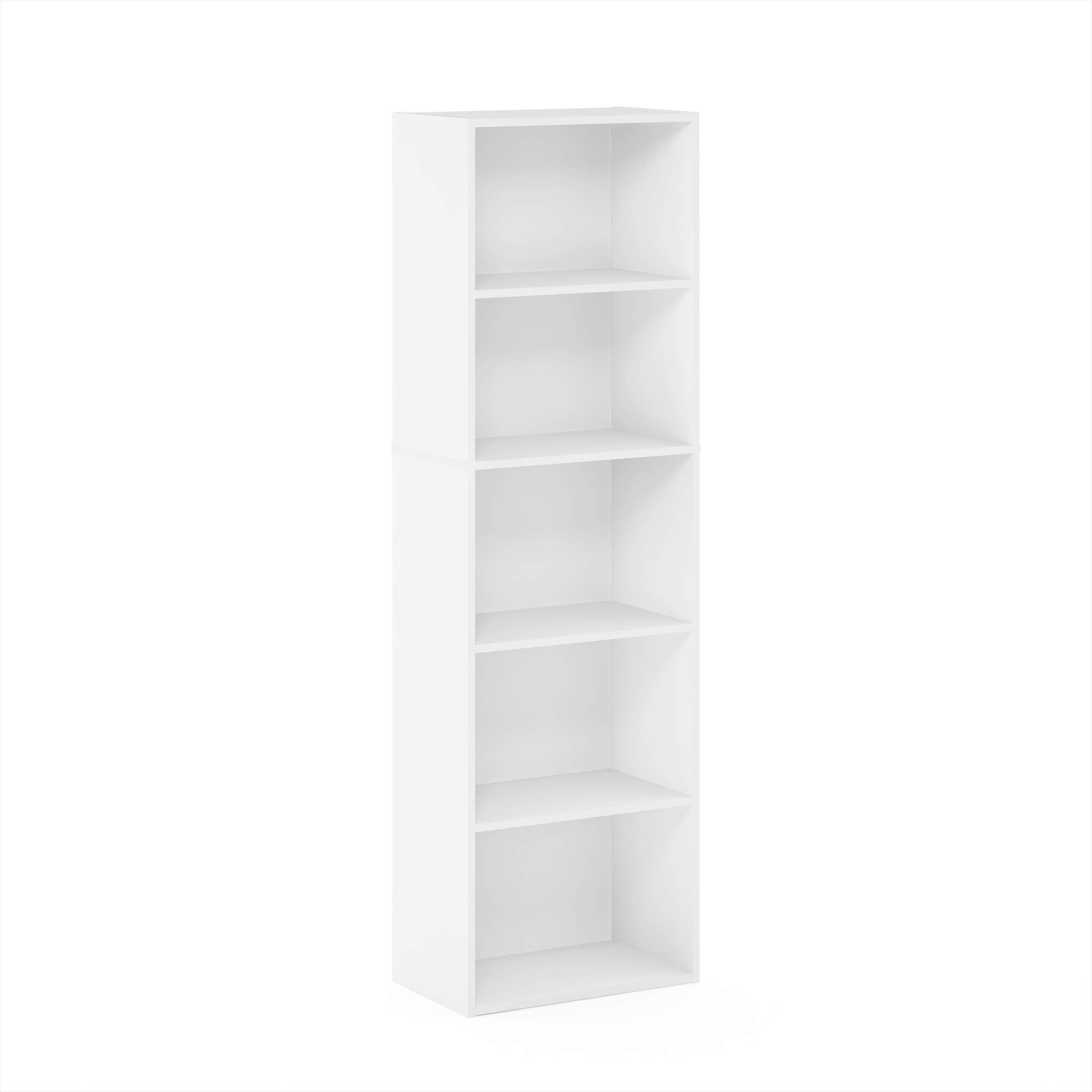 Furinno Luder 5-Tier Bookcase - White, Space Saving, Freestanding Storage Organizer | Engineered Wood 7