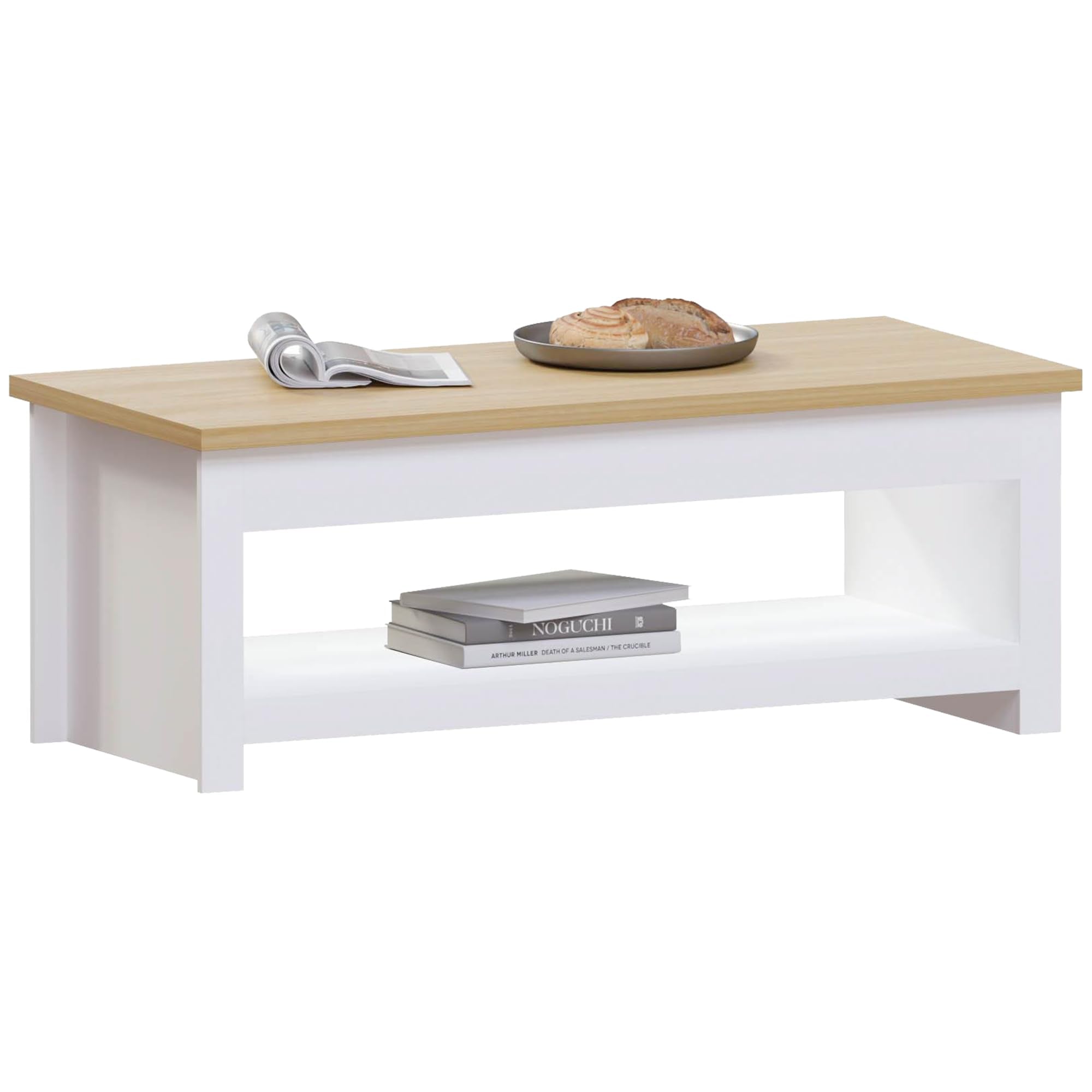 Vida Designs Arlington Coffee Table - Modern Design | 1 Shelf Storage | White & Oak Finish | 105cm Wide 1