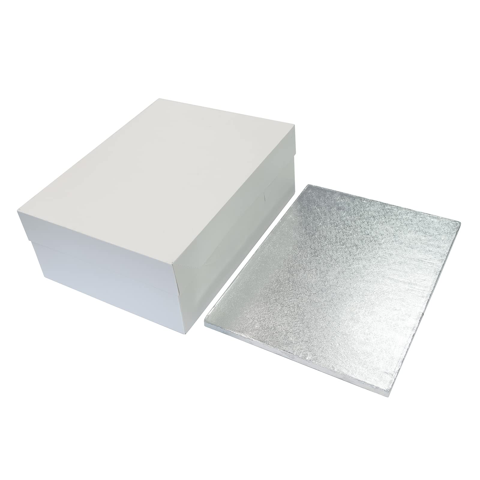 Culpitt Oblong Cake Box and Silver Cake Board Combo - 12'' x 9'' | 6'' High Box | Sturdy Drum 3