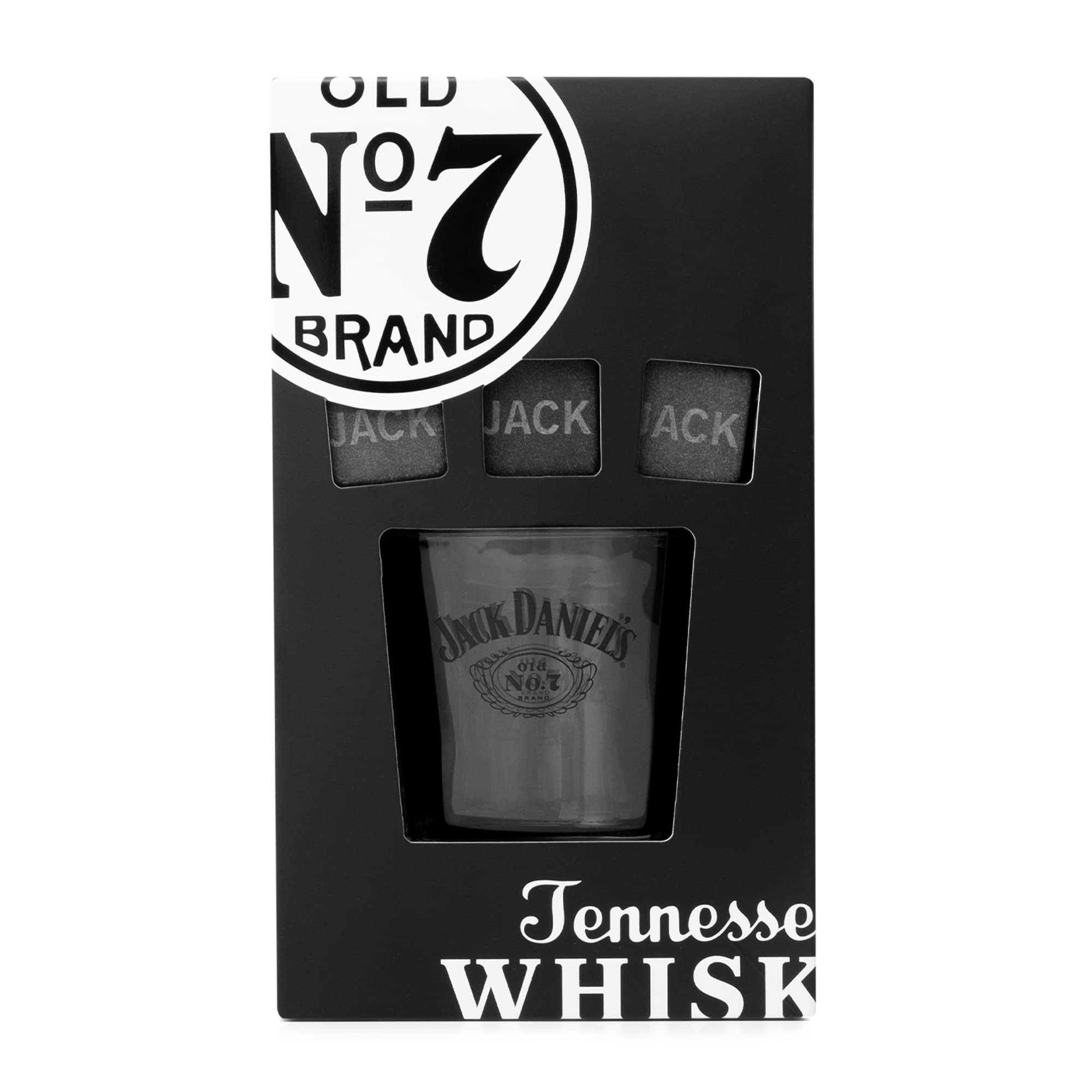 BEAMS INTERNATIONAL Jack Daniels Whiskey Stones and Glass Gift Set | 1 Glass, 3 Stones | 330ml/11oz 7