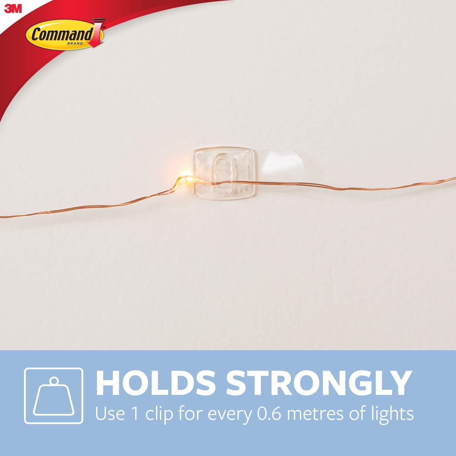 Command Decorating Clips - Transparent, Damage-Free Hanging for Lights & Decorations | 20 Clips, 24 Strips 5