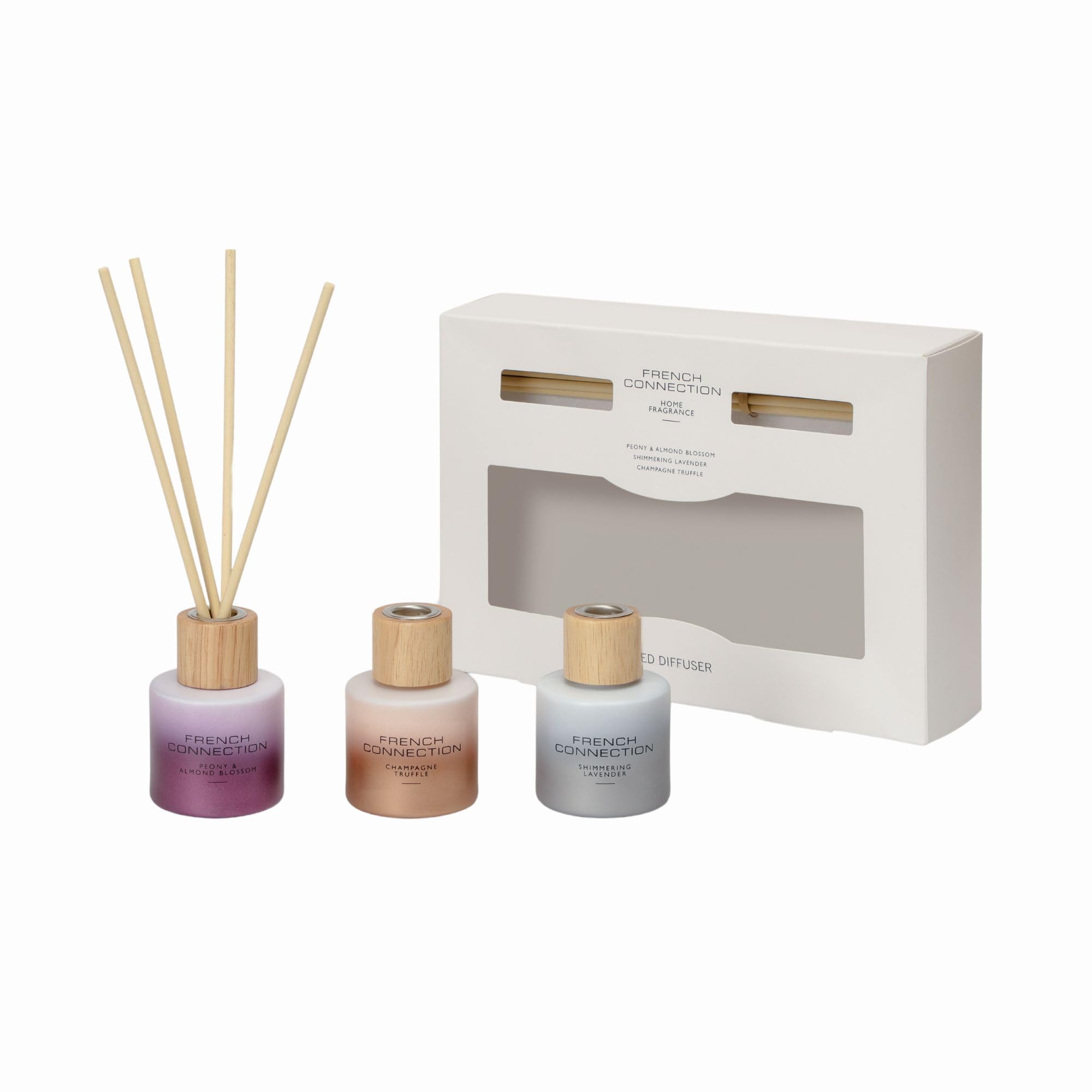 French Connection Scented Reed Diffuser Gift Set - 3 X 50ml | Lavender, Peony, Truffle Scents 3