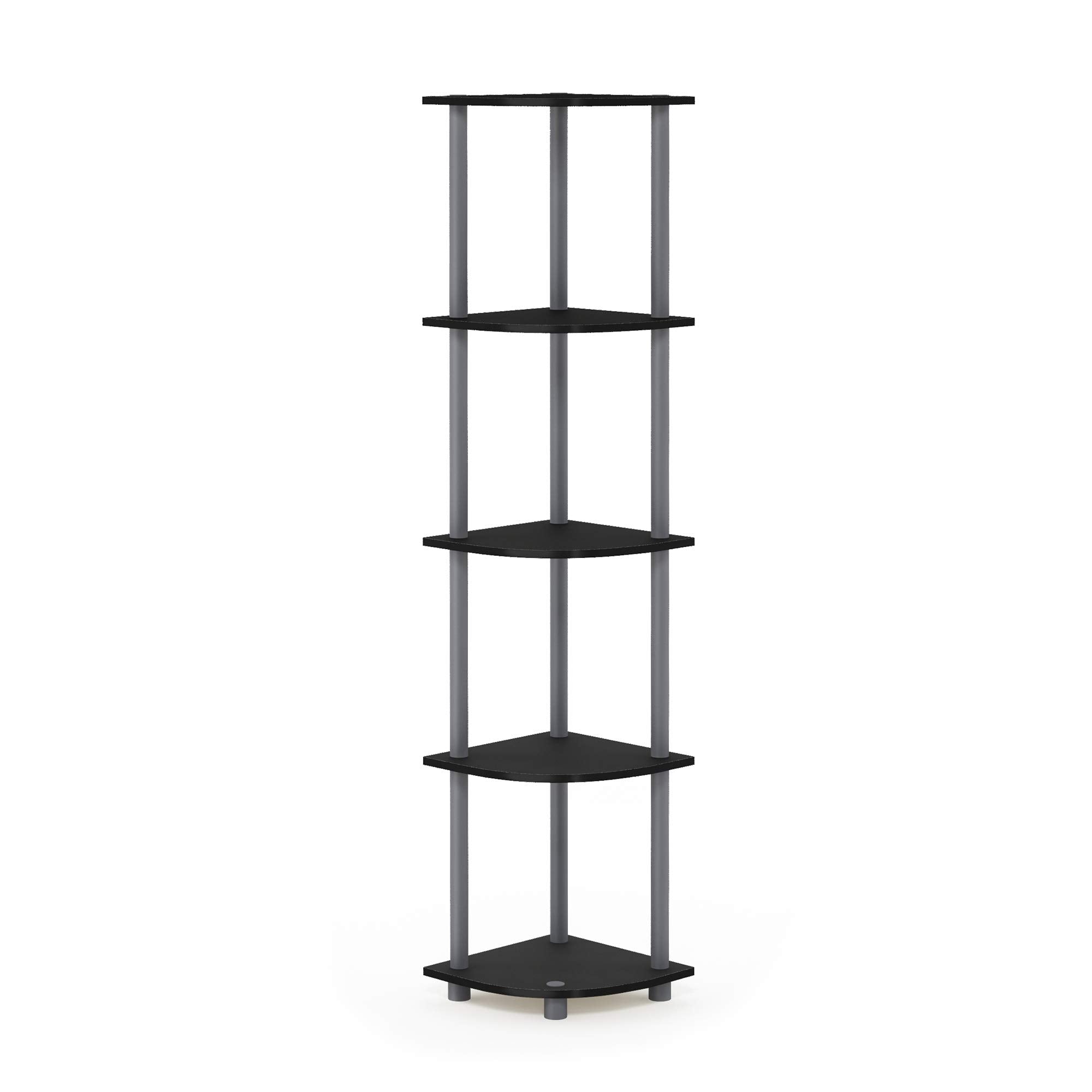 Furinno TURN-N-TUBE 5-Tier Corner Shelf Bookshelf | Black/Grey | Freestanding 7