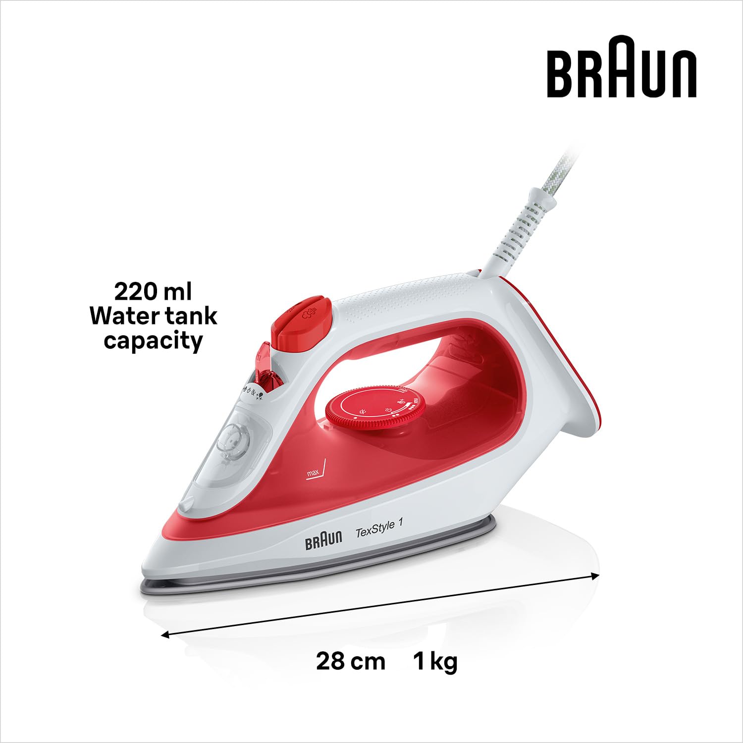 Braun TexStyle 1 SI1019RD Steam Iron - 1900W Power | 25g/min Steam | 220ml Tank 3