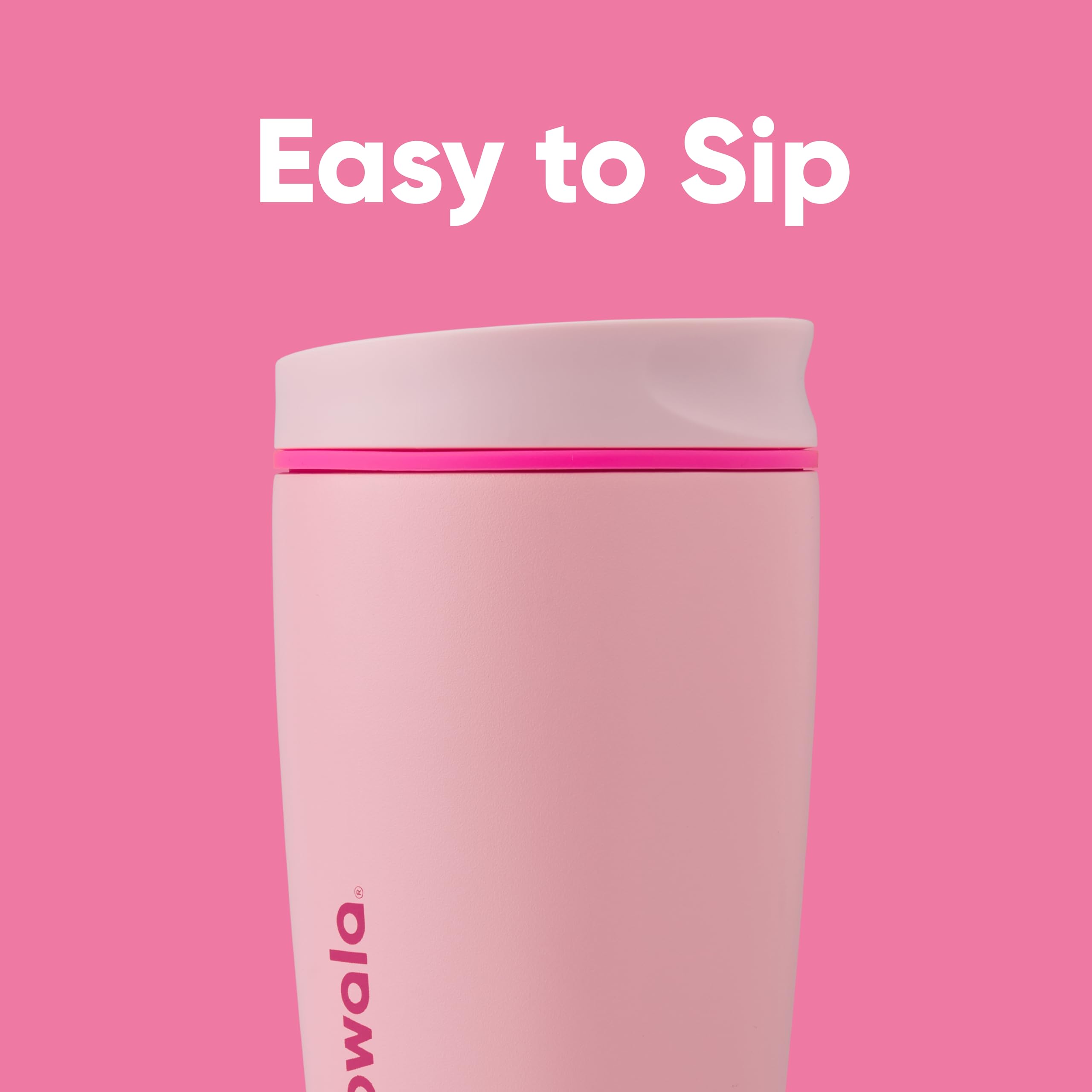 Owala SmoothSip Slider Insulated Stainless Steel Coffee Tumbler, 355ml, Pink (Pucker Up)